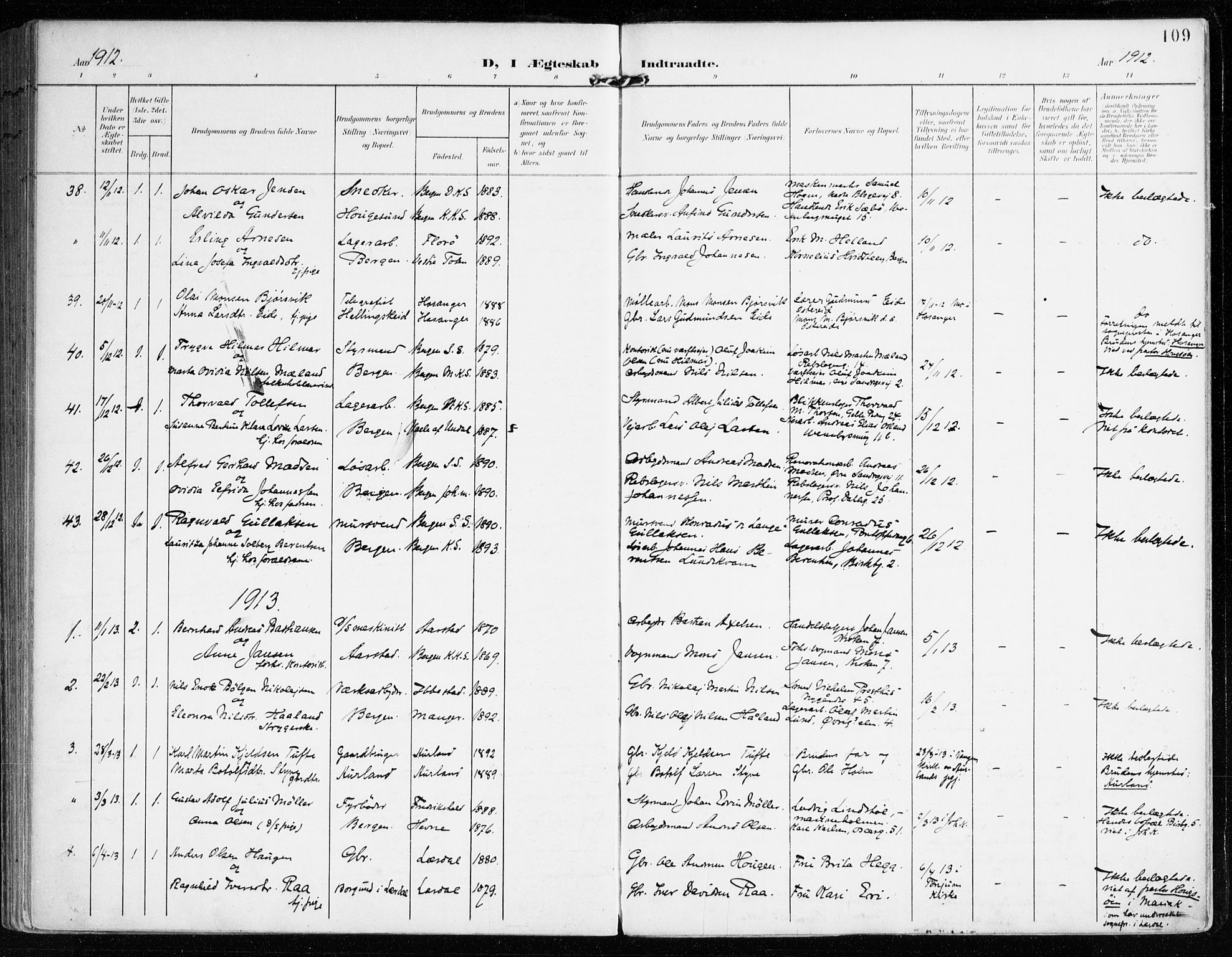 Mariakirken Sokneprestembete, SAB/A-76901/H/Haa/L0014: Parish register (official) no. C 2, 1900-1916, p. 109