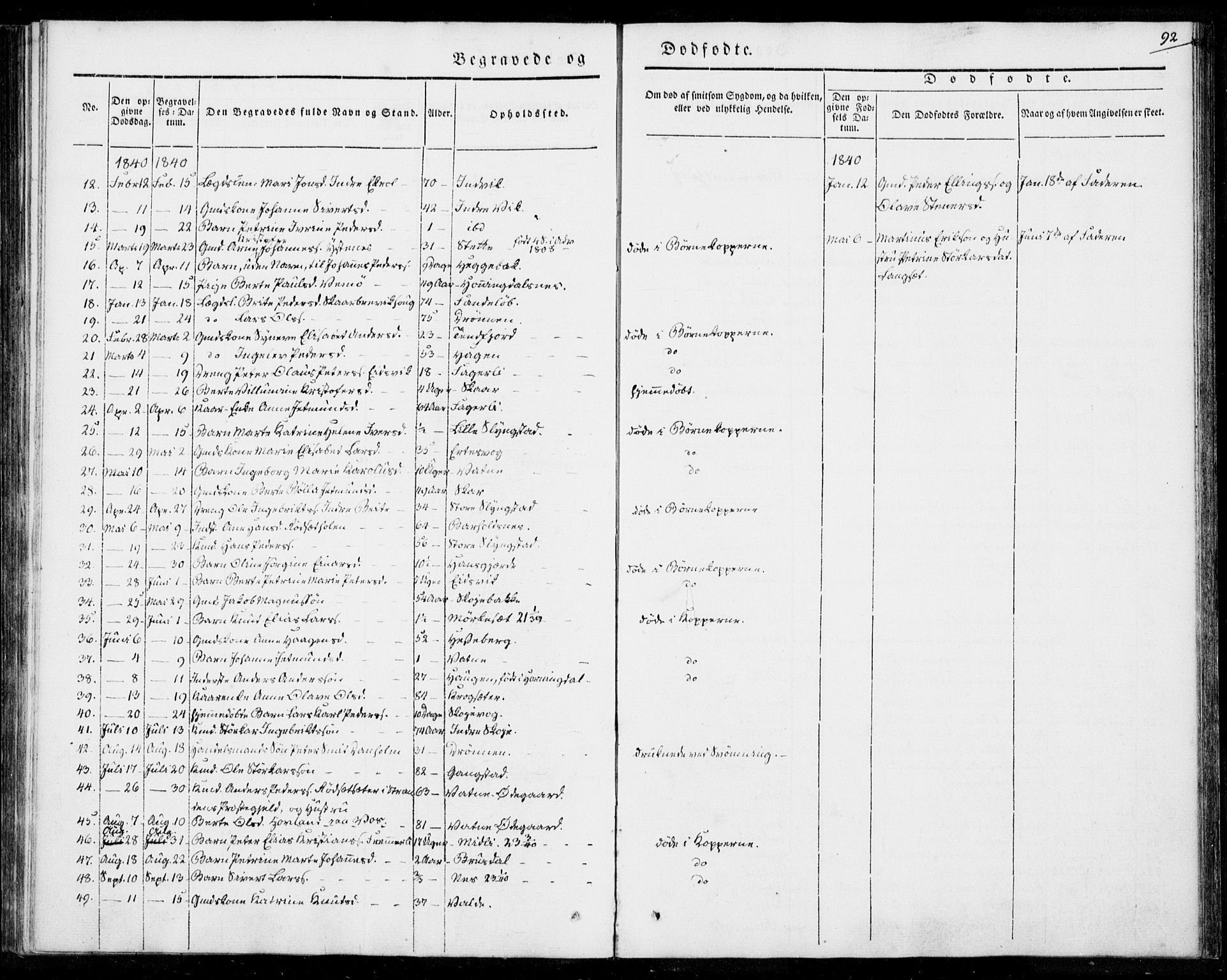 Ministerialprotokoller, klokkerbøker og fødselsregistre - Møre og Romsdal, AV/SAT-A-1454/524/L0352: Parish register (official) no. 524A04, 1838-1847, p. 92