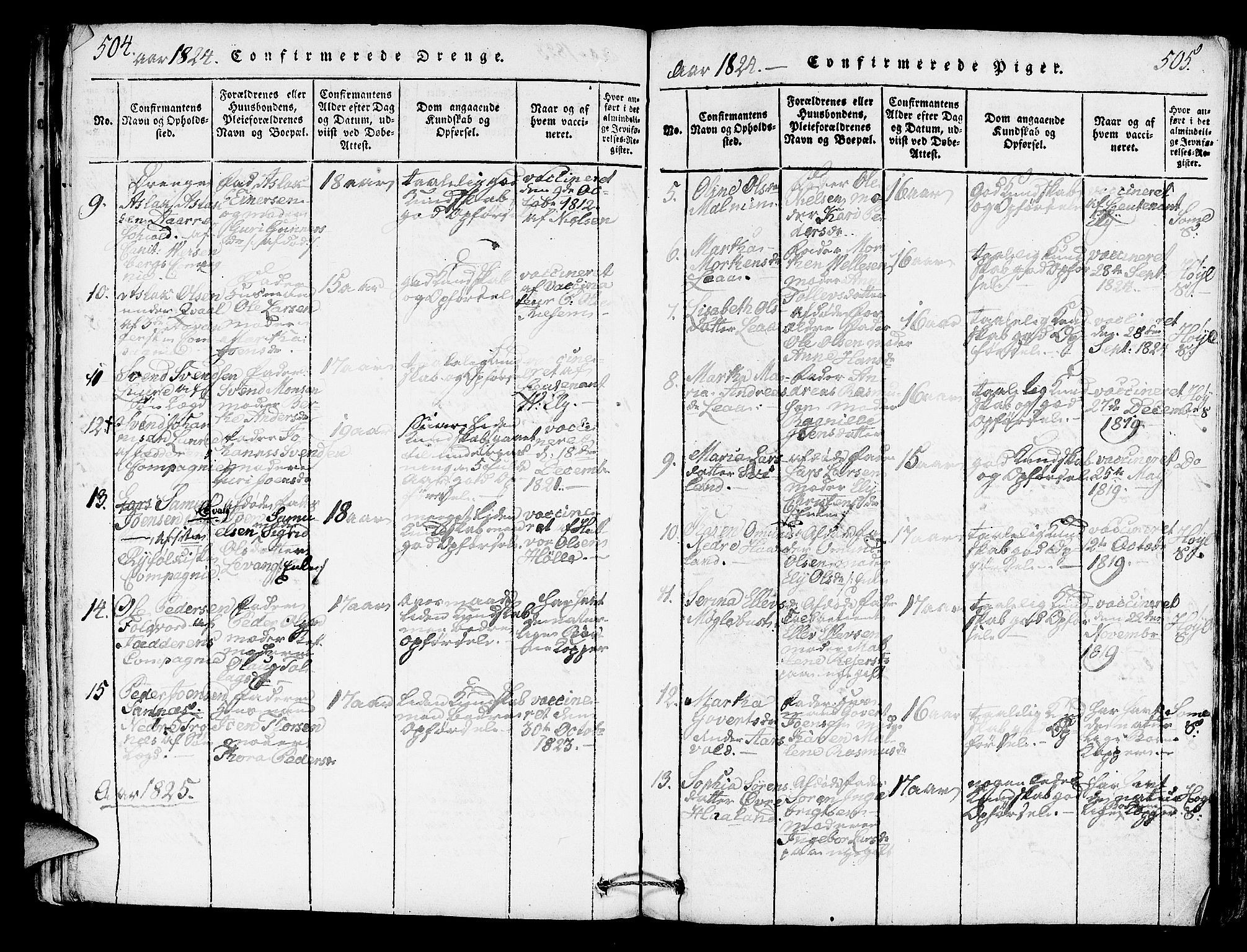 Høyland sokneprestkontor, AV/SAST-A-101799/001/30BA/L0006: Parish register (official) no. A 6, 1815-1825, p. 504-505