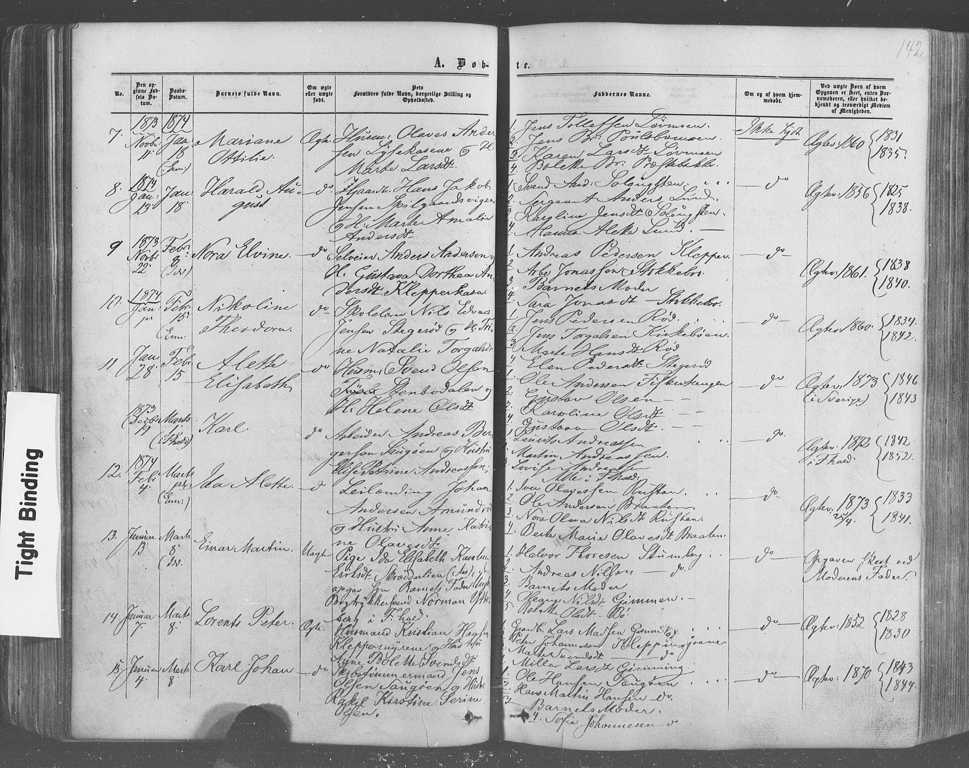 Idd prestekontor Kirkebøker, AV/SAO-A-10911/F/Fc/L0005: Parish register (official) no. III 5, 1861-1877, p. 142