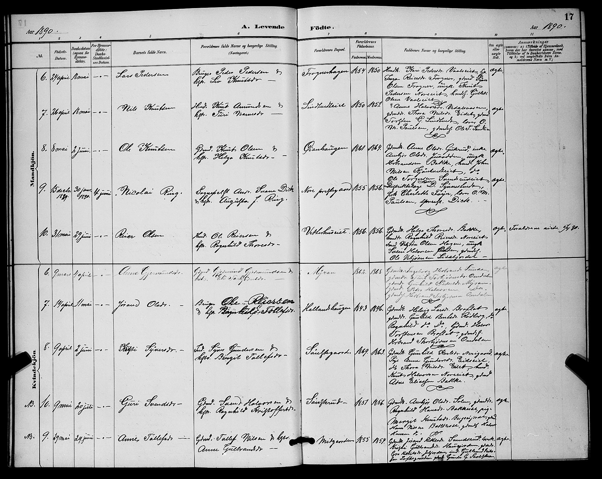 Nore kirkebøker, SAKO/A-238/G/Ga/L0003: Parish register (copy) no. I 3, 1886-1903, p. 17