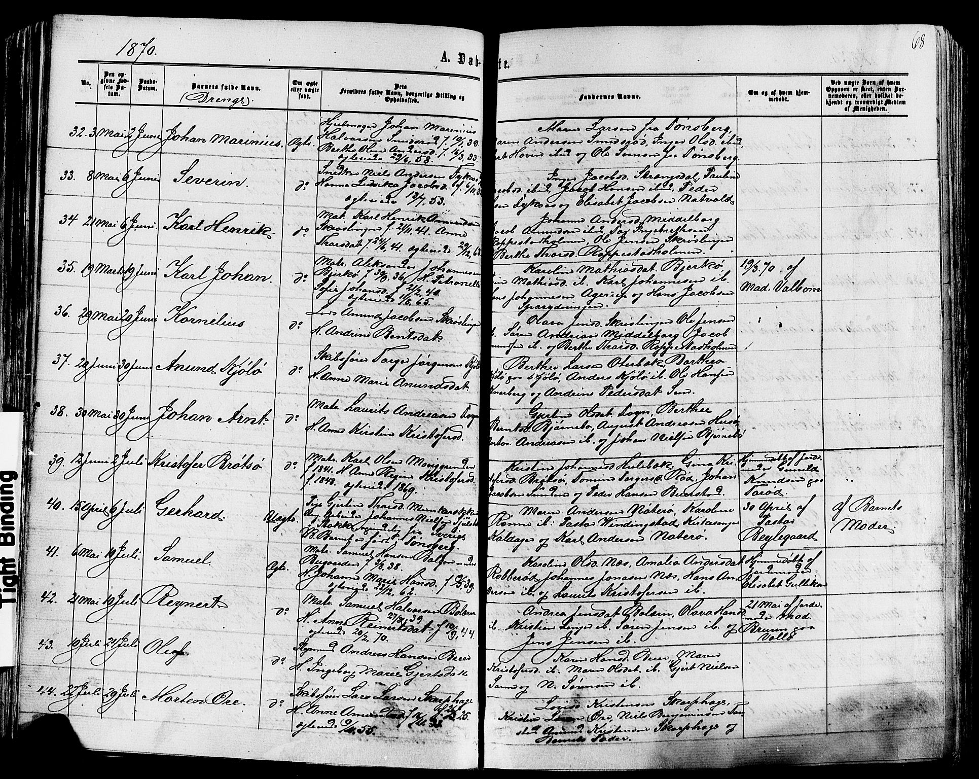 Nøtterøy kirkebøker, SAKO/A-354/F/Fa/L0007: Parish register (official) no. I 7, 1865-1877, p. 68