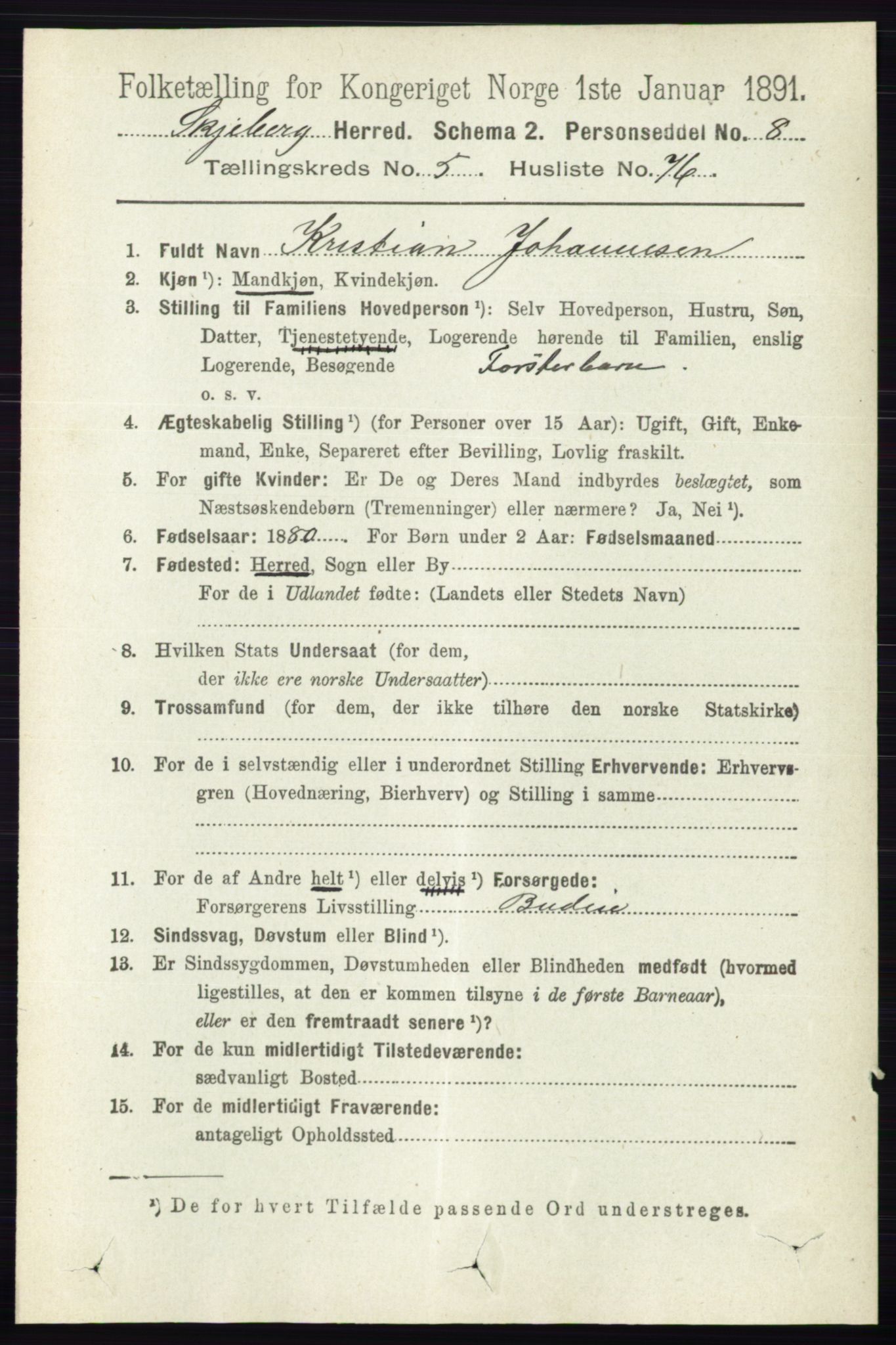 RA, 1891 census for 0115 Skjeberg, 1891, p. 2738