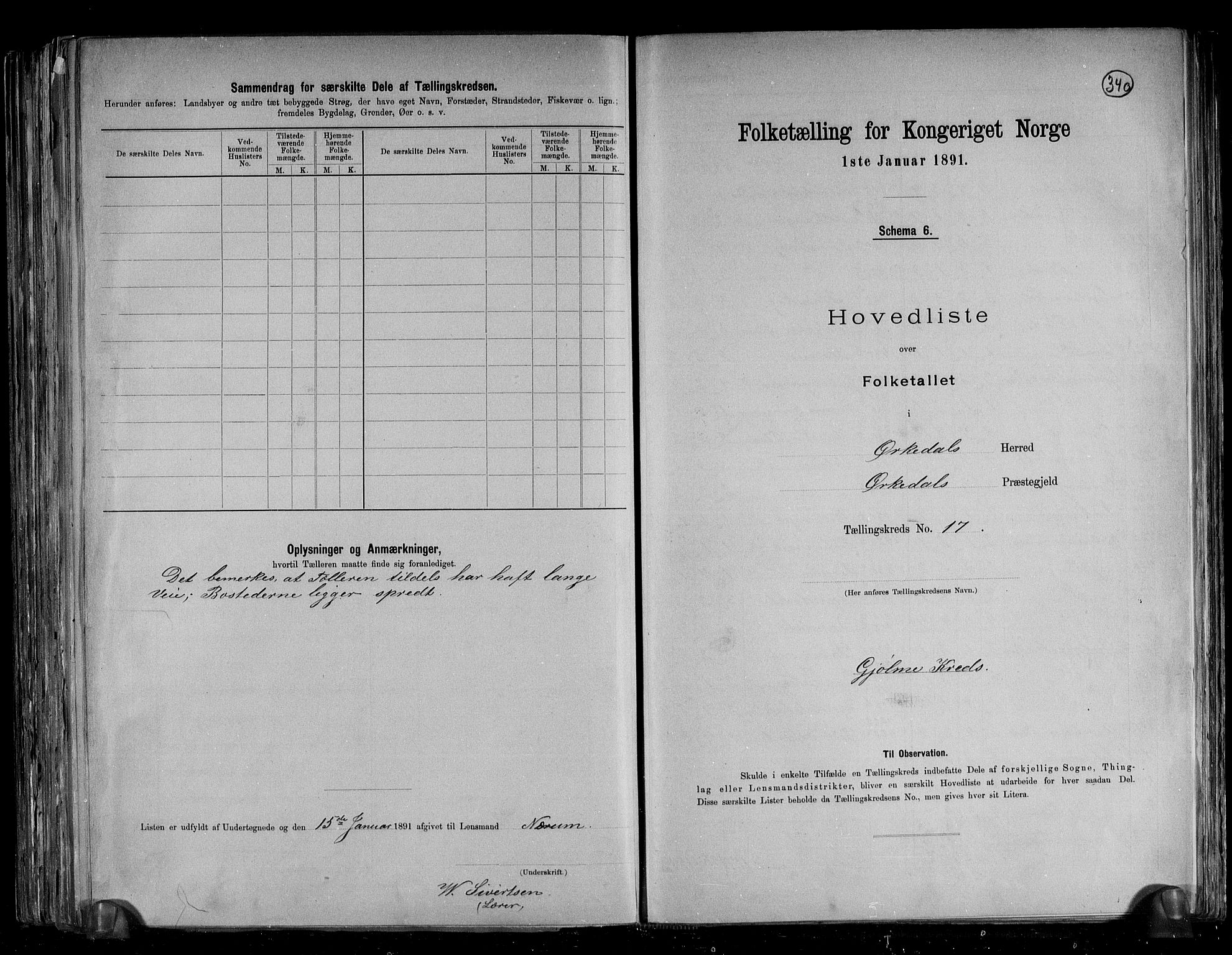 RA, 1891 census for 1638 Orkdal, 1891, p. 39