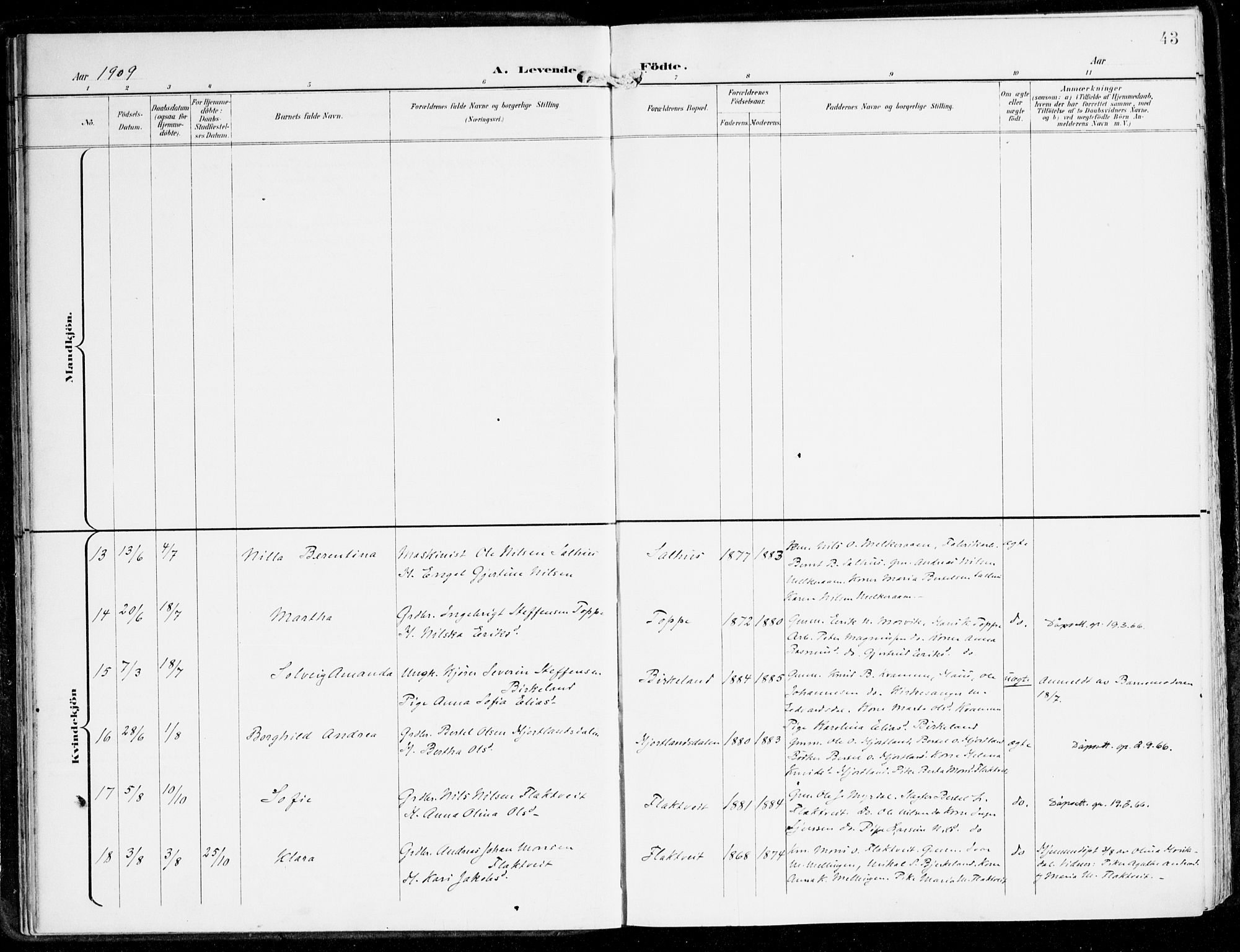 Hamre sokneprestembete, AV/SAB-A-75501/H/Ha/Haa/Haad/L0002: Parish register (official) no. D 2, 1899-1916, p. 43