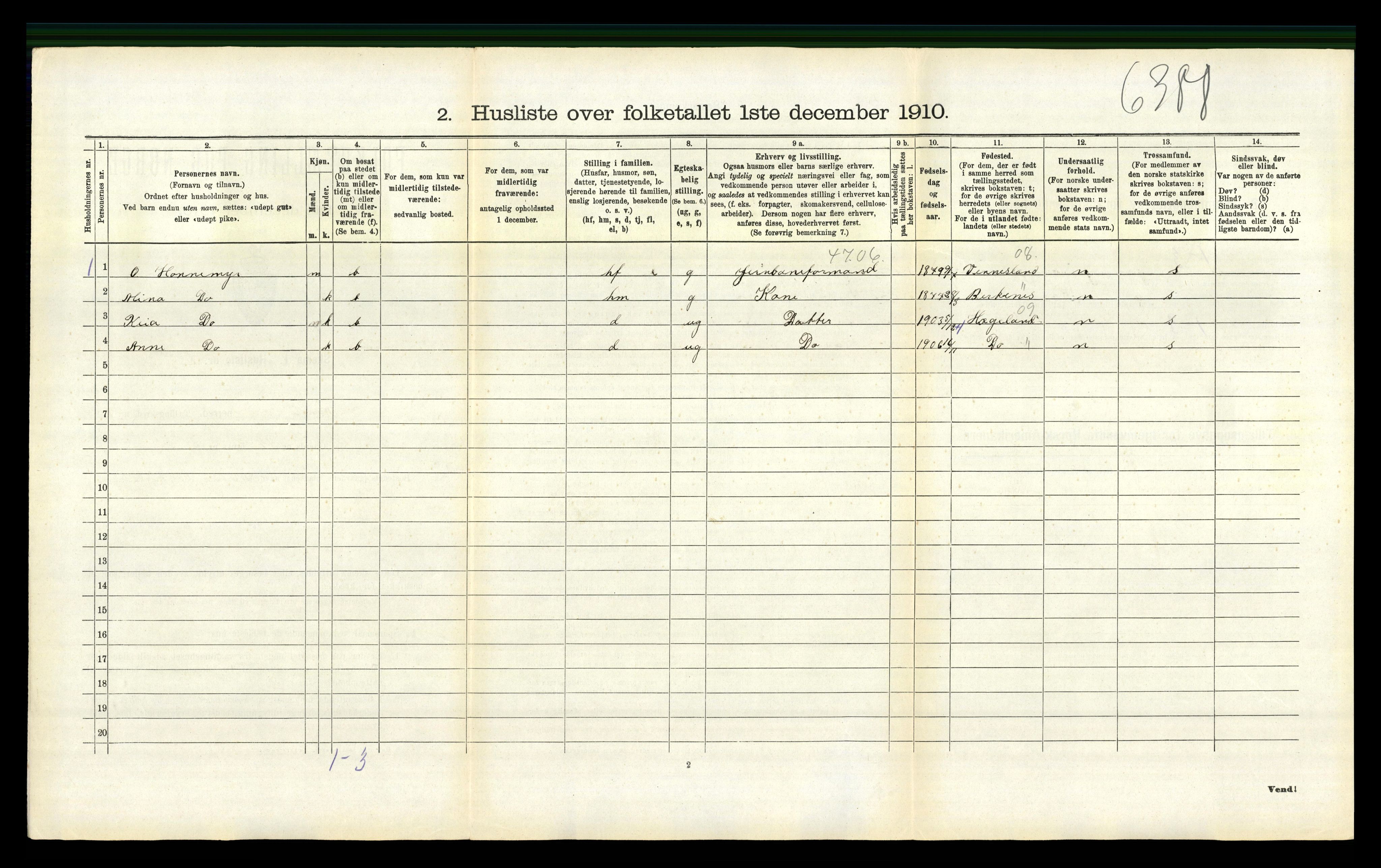 RA, 1910 census for Åmli, 1910, p. 402