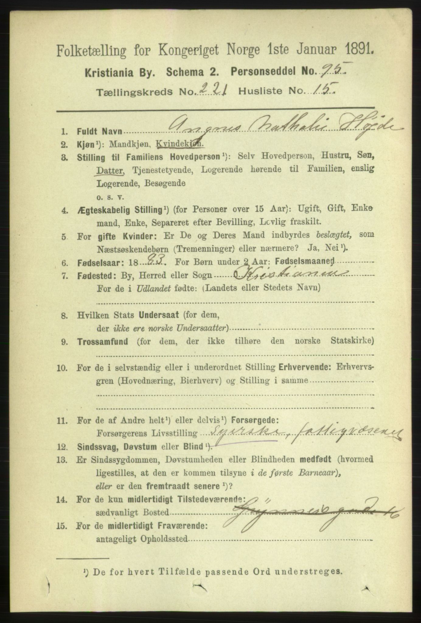 RA, 1891 census for 0301 Kristiania, 1891, p. 133009