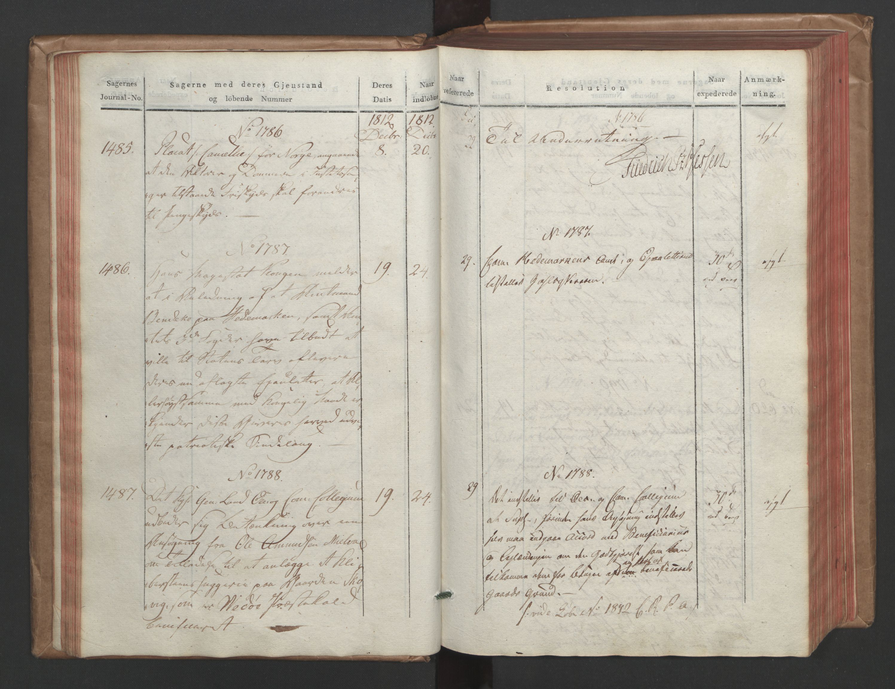 Stattholderembetet 1810-1814, 1. kontor (Kontor A), AV/RA-EA-2872/Aa/L0004: Kollegial referatprotokoll,  j.nr. 1431-1849,  l.nr. 1711-2240, 1812-1813, p. 42