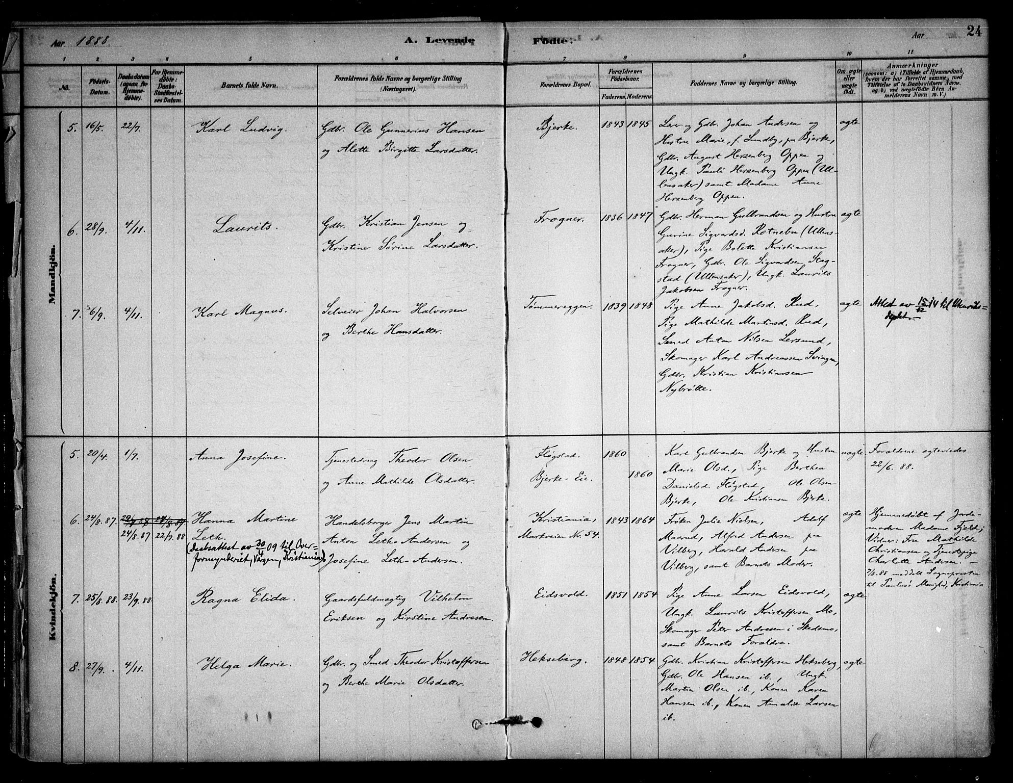 Sørum prestekontor Kirkebøker, AV/SAO-A-10303/F/Fb/L0001: Parish register (official) no. II 1, 1878-1915, p. 24