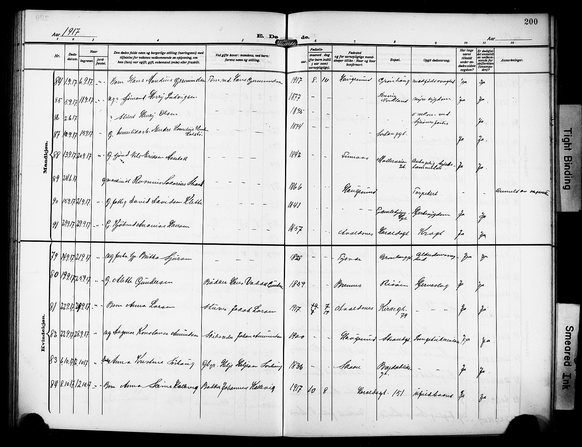 Haugesund sokneprestkontor, AV/SAST-A -101863/H/Ha/Hab/L0008: Parish register (copy) no. B 8, 1909-1921, p. 200