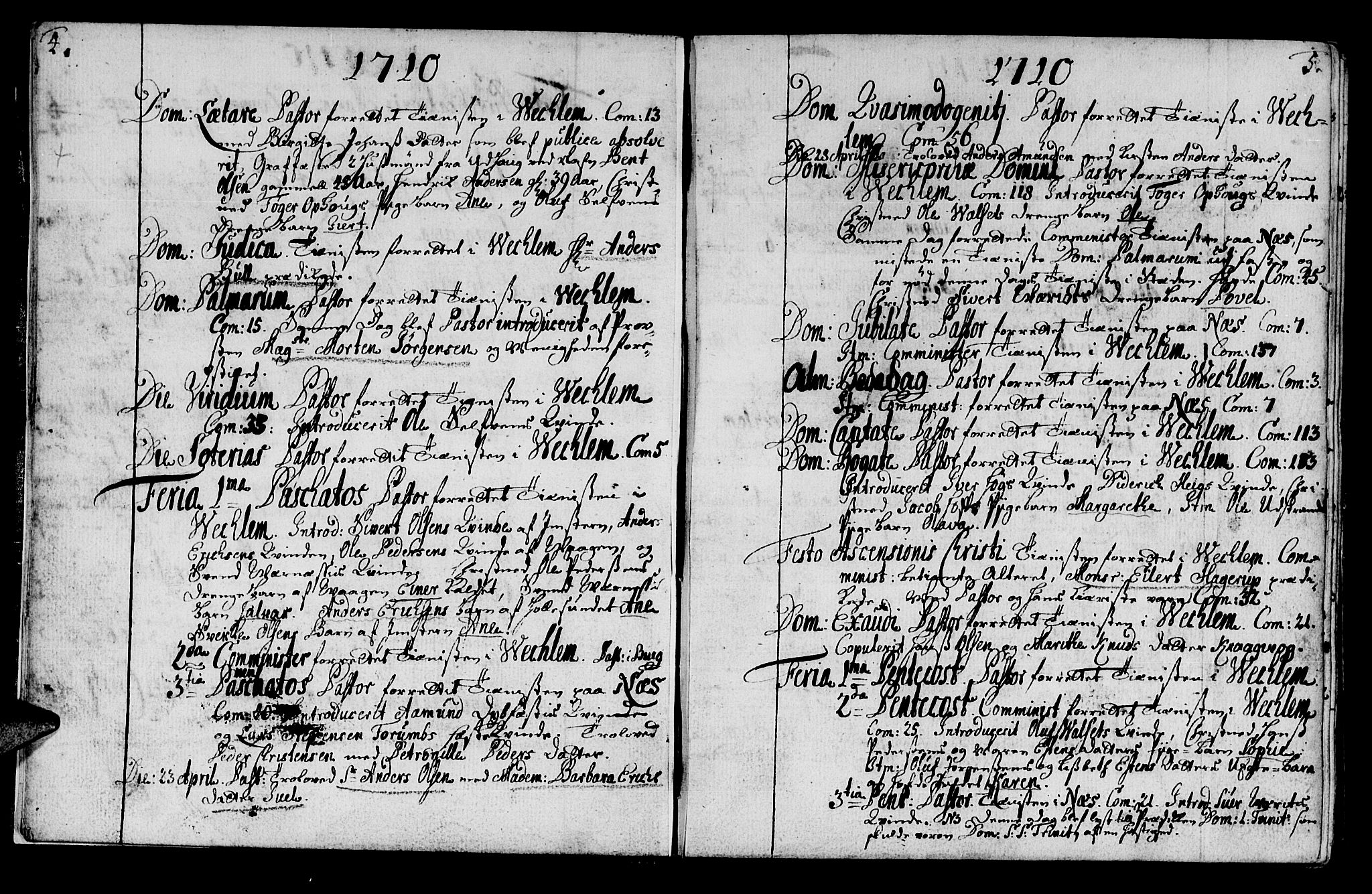 Ministerialprotokoller, klokkerbøker og fødselsregistre - Sør-Trøndelag, AV/SAT-A-1456/659/L0731: Parish register (official) no. 659A01, 1709-1731, p. 4-5