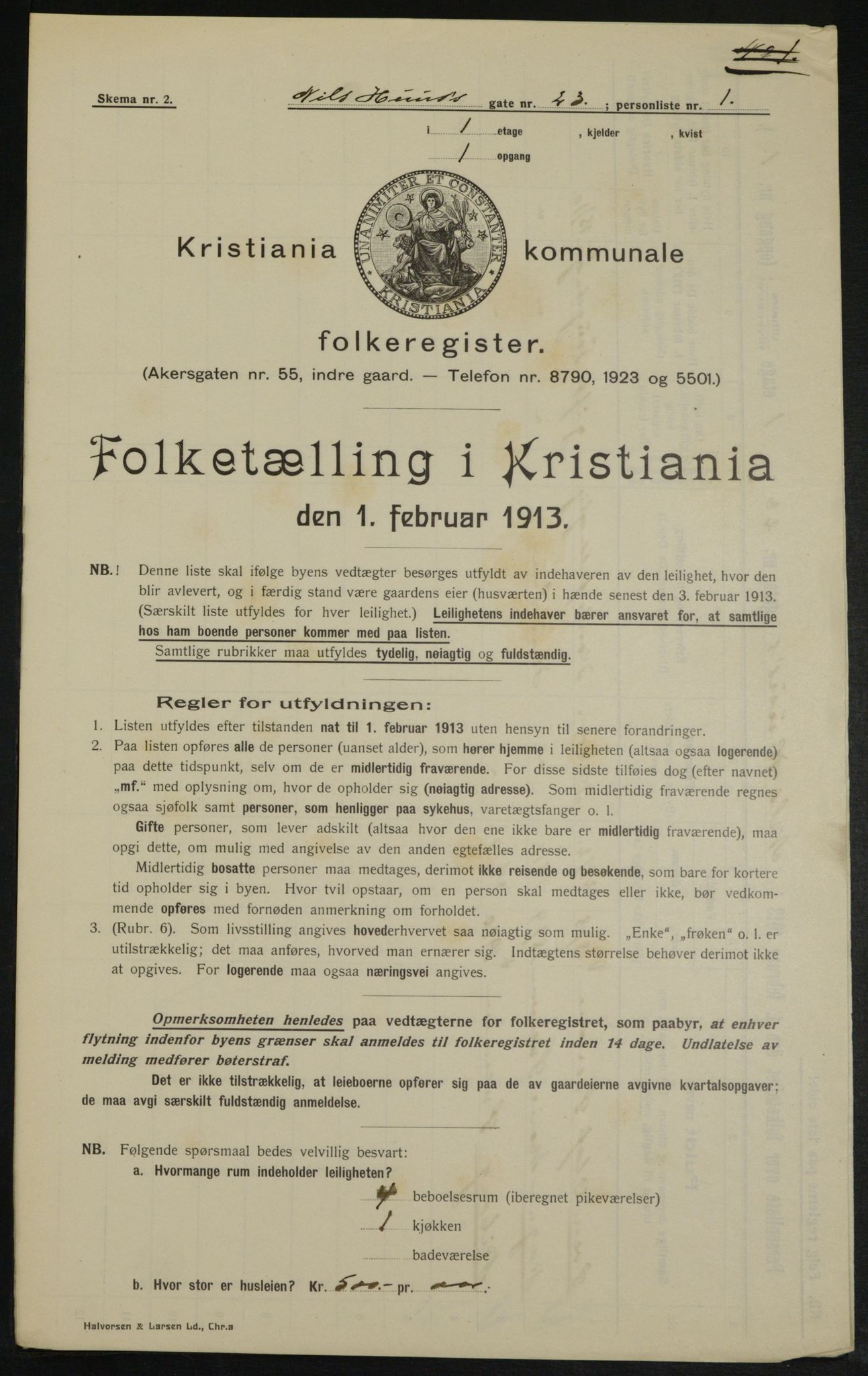 OBA, Municipal Census 1913 for Kristiania, 1913, p. 71126