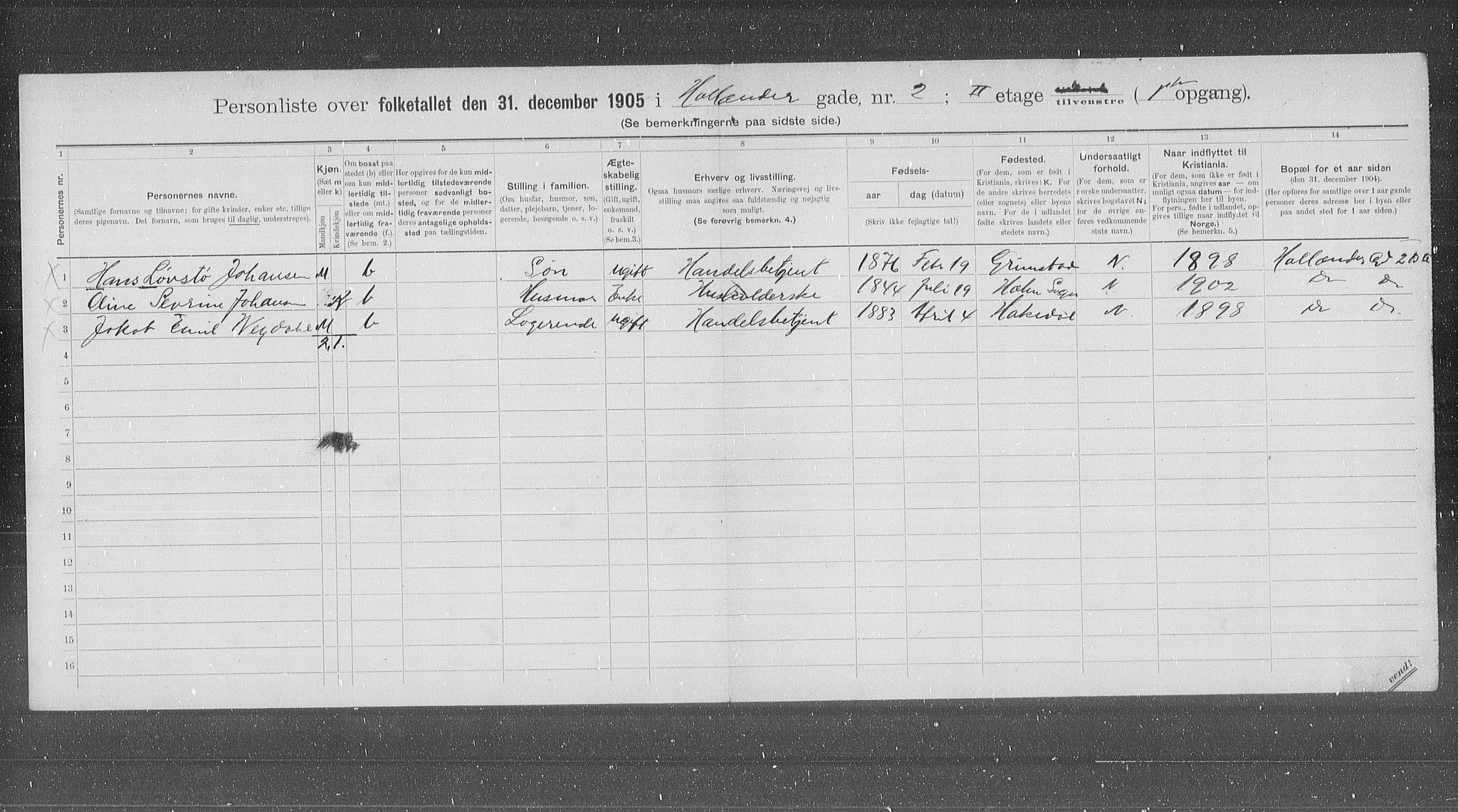 OBA, Municipal Census 1905 for Kristiania, 1905, p. 21117