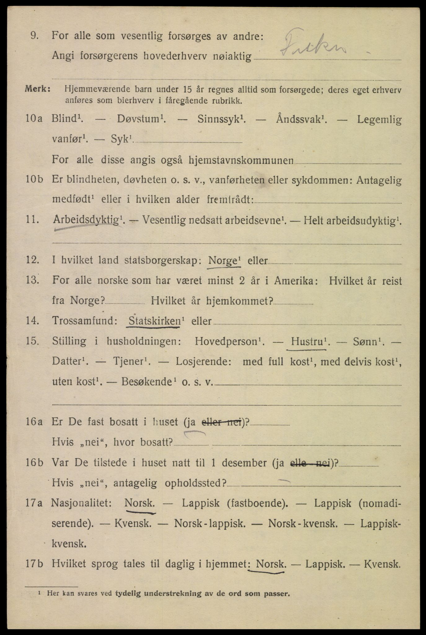 SAT, 1920 census for Bodø, 1920, p. 6994