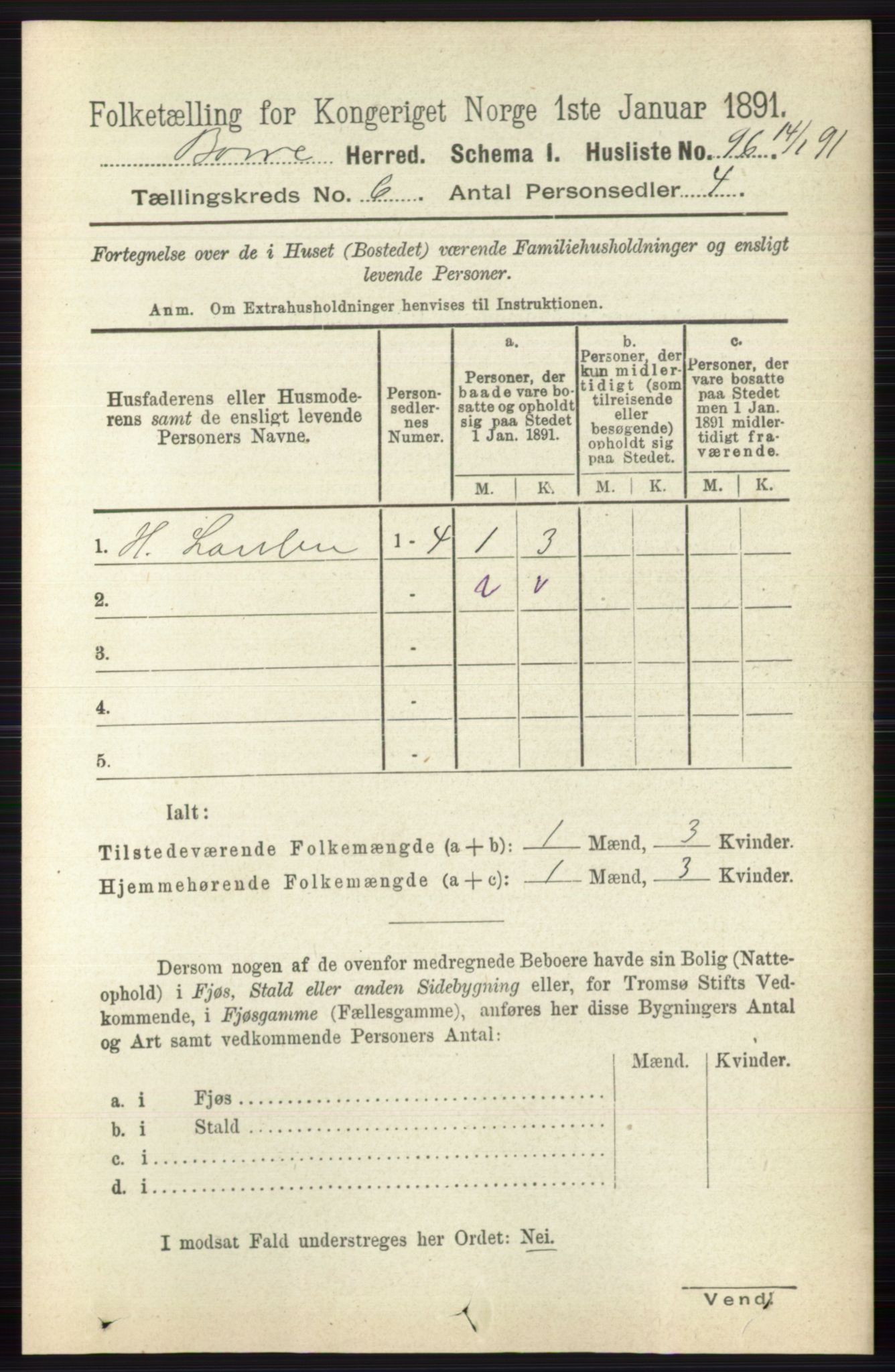 RA, 1891 census for 0717 Borre, 1891, p. 2634