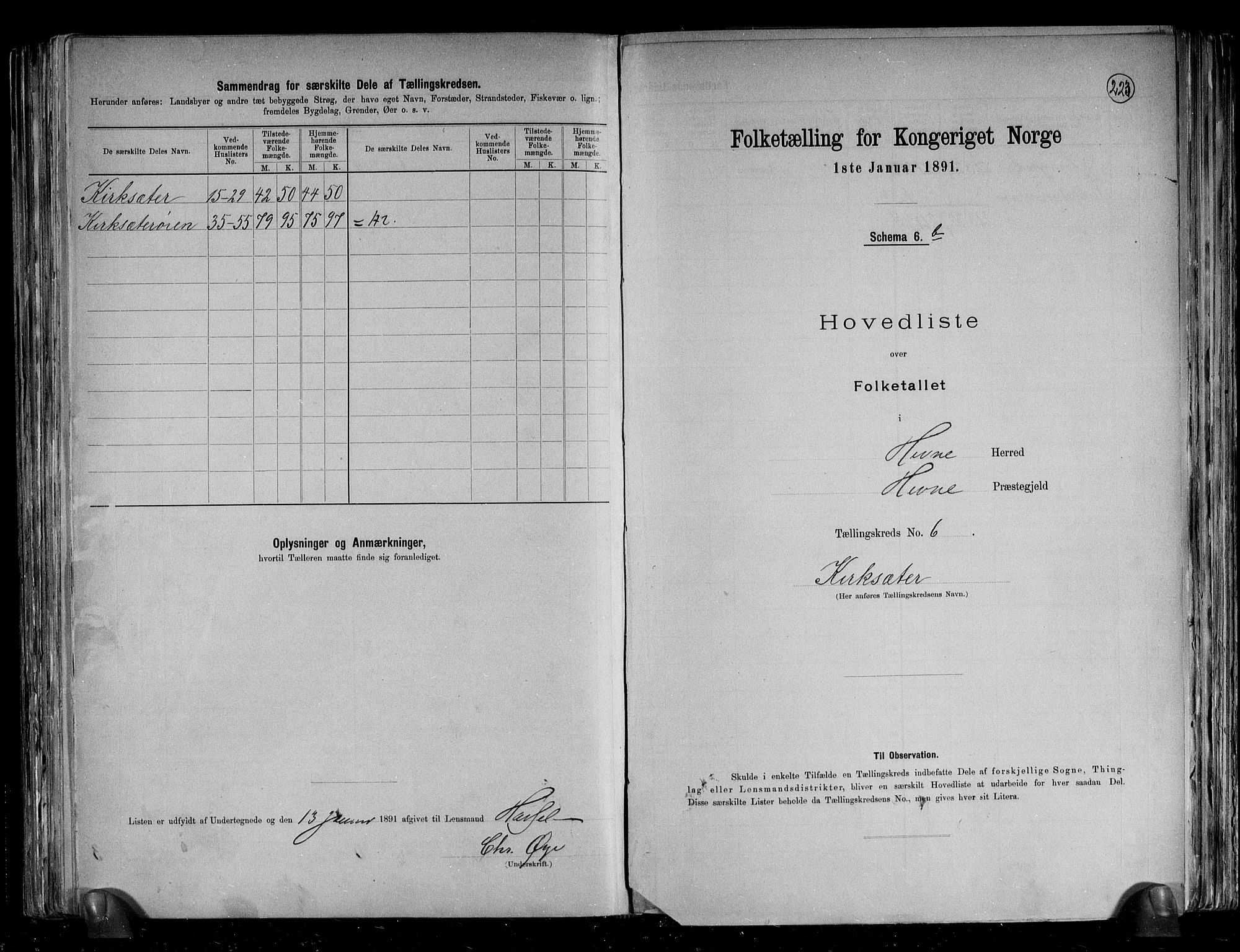 RA, 1891 census for 1612 Hemne, 1891, p. 23