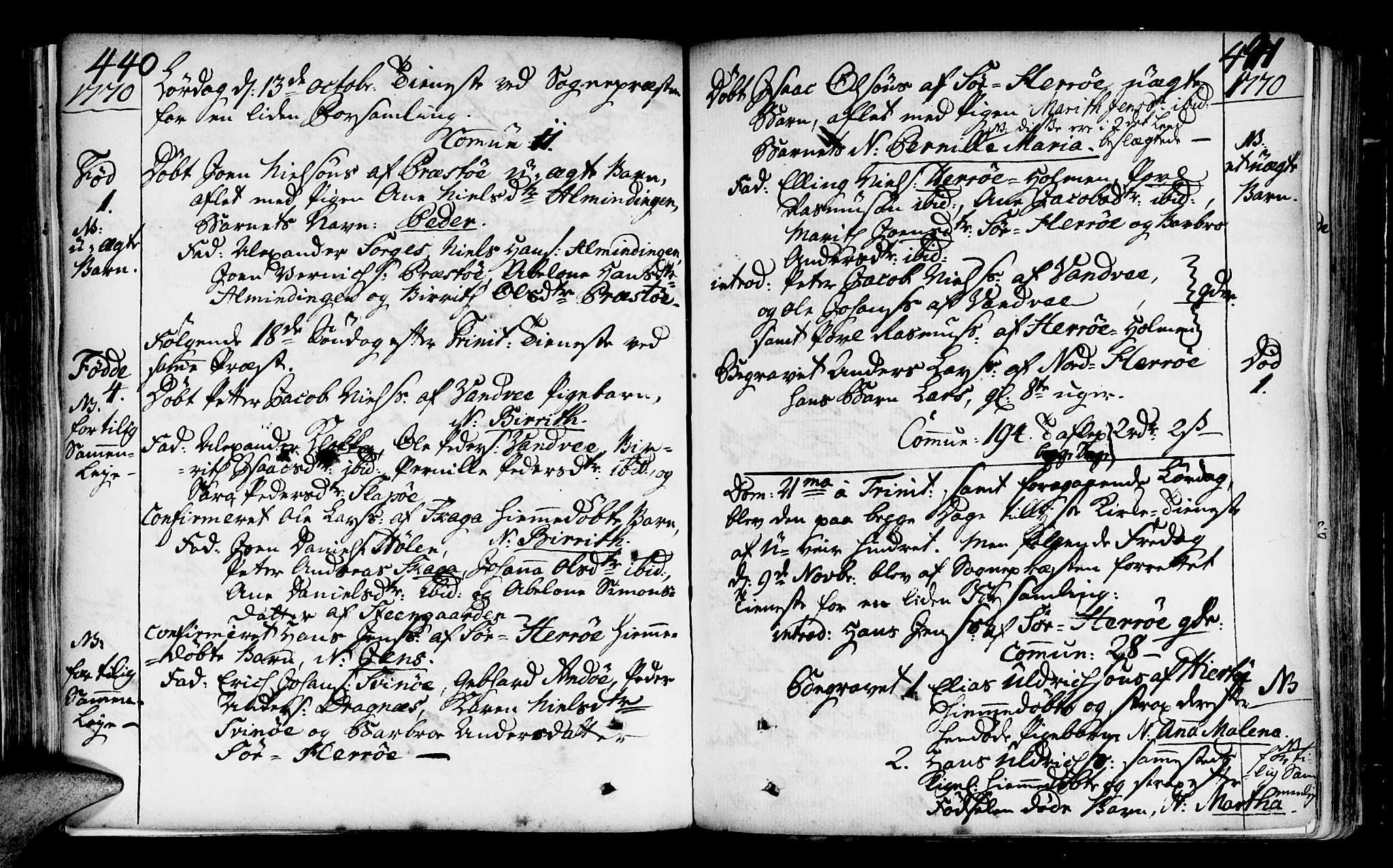 Ministerialprotokoller, klokkerbøker og fødselsregistre - Nordland, SAT/A-1459/817/L0260: Parish register (official) no. 817A02 /2, 1768-1776, p. 440-441