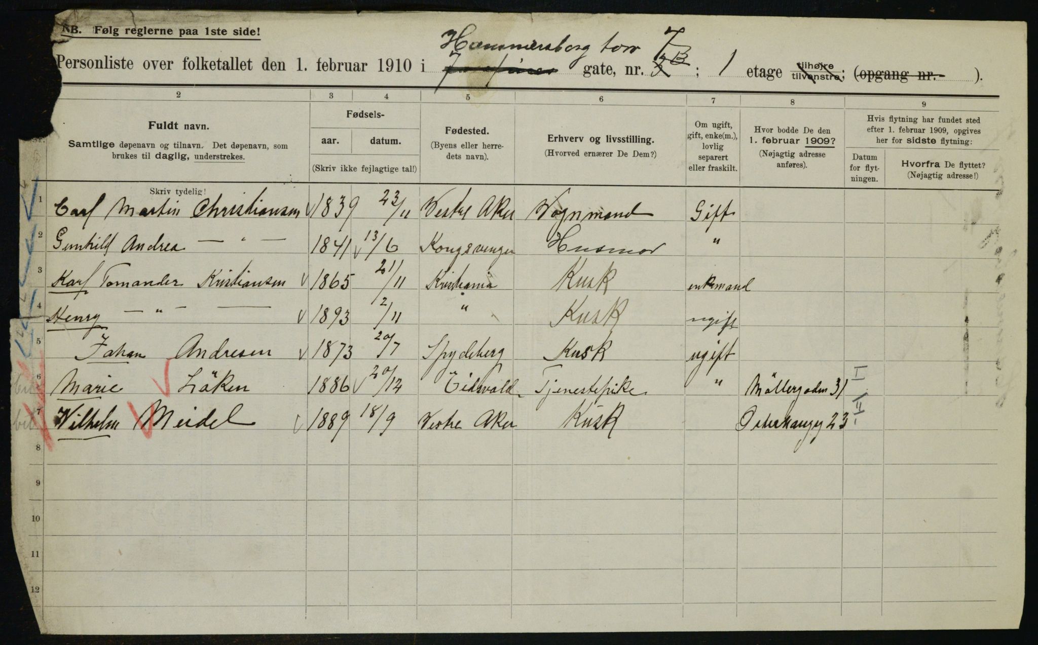 OBA, Municipal Census 1910 for Kristiania, 1910, p. 32361