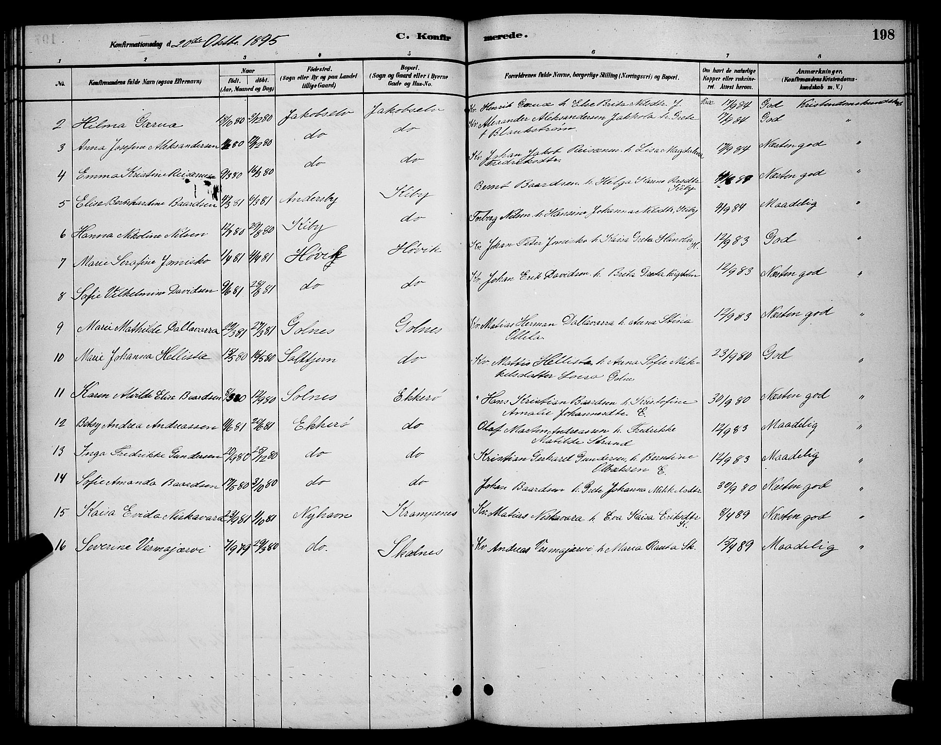 Vadsø sokneprestkontor, SATØ/S-1325/H/Hb/L0003klokker: Parish register (copy) no. 3, 1881-1901, p. 198