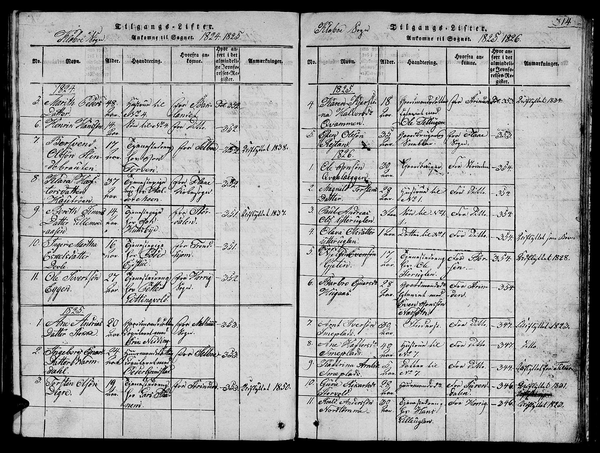 Ministerialprotokoller, klokkerbøker og fødselsregistre - Sør-Trøndelag, AV/SAT-A-1456/618/L0450: Parish register (copy) no. 618C01, 1816-1865, p. 314
