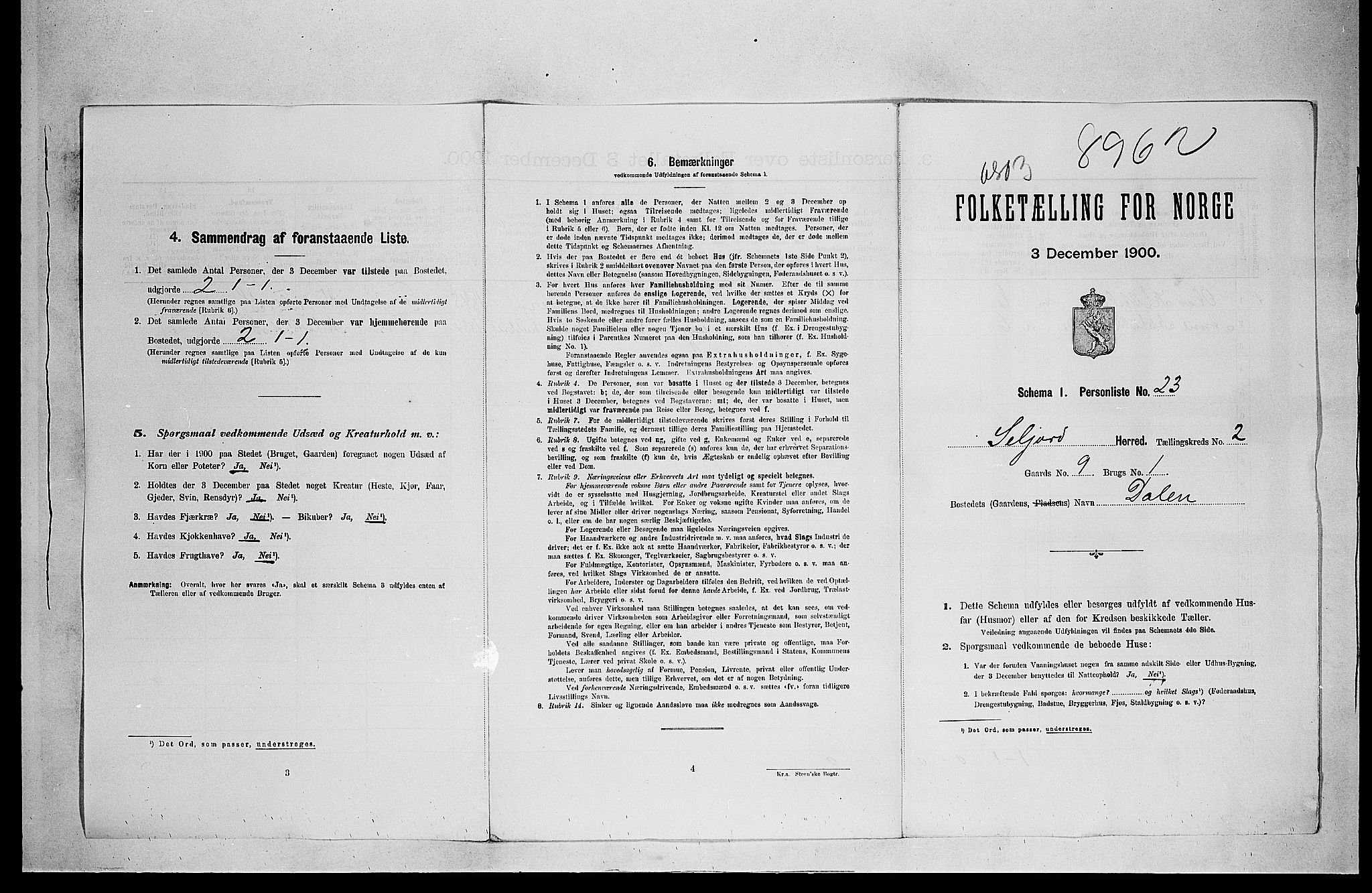 SAKO, 1900 census for Seljord, 1900, p. 40