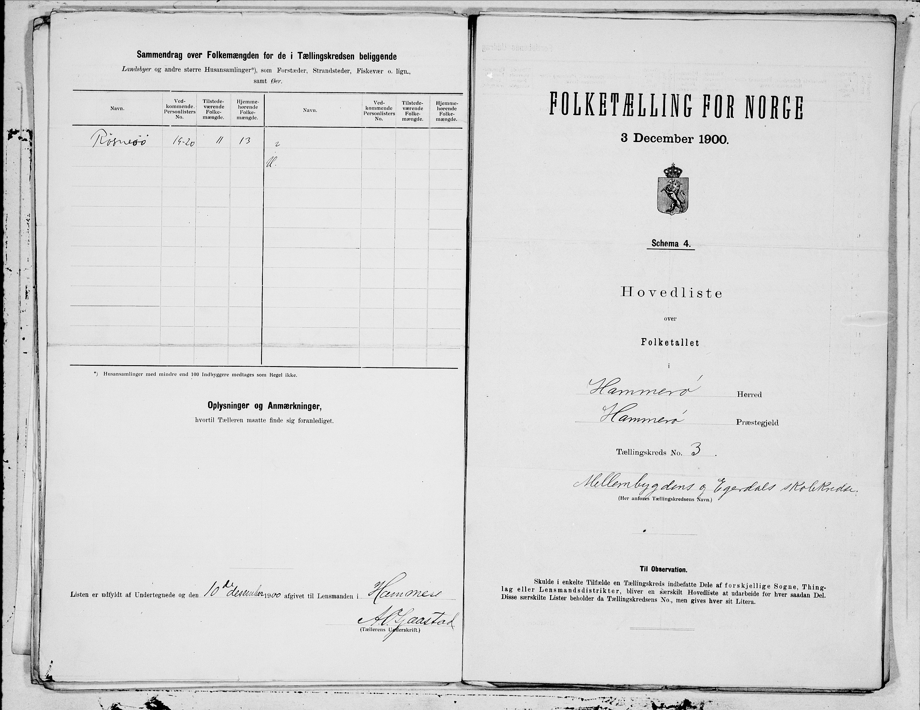 SAT, 1900 census for Hamarøy, 1900, p. 6