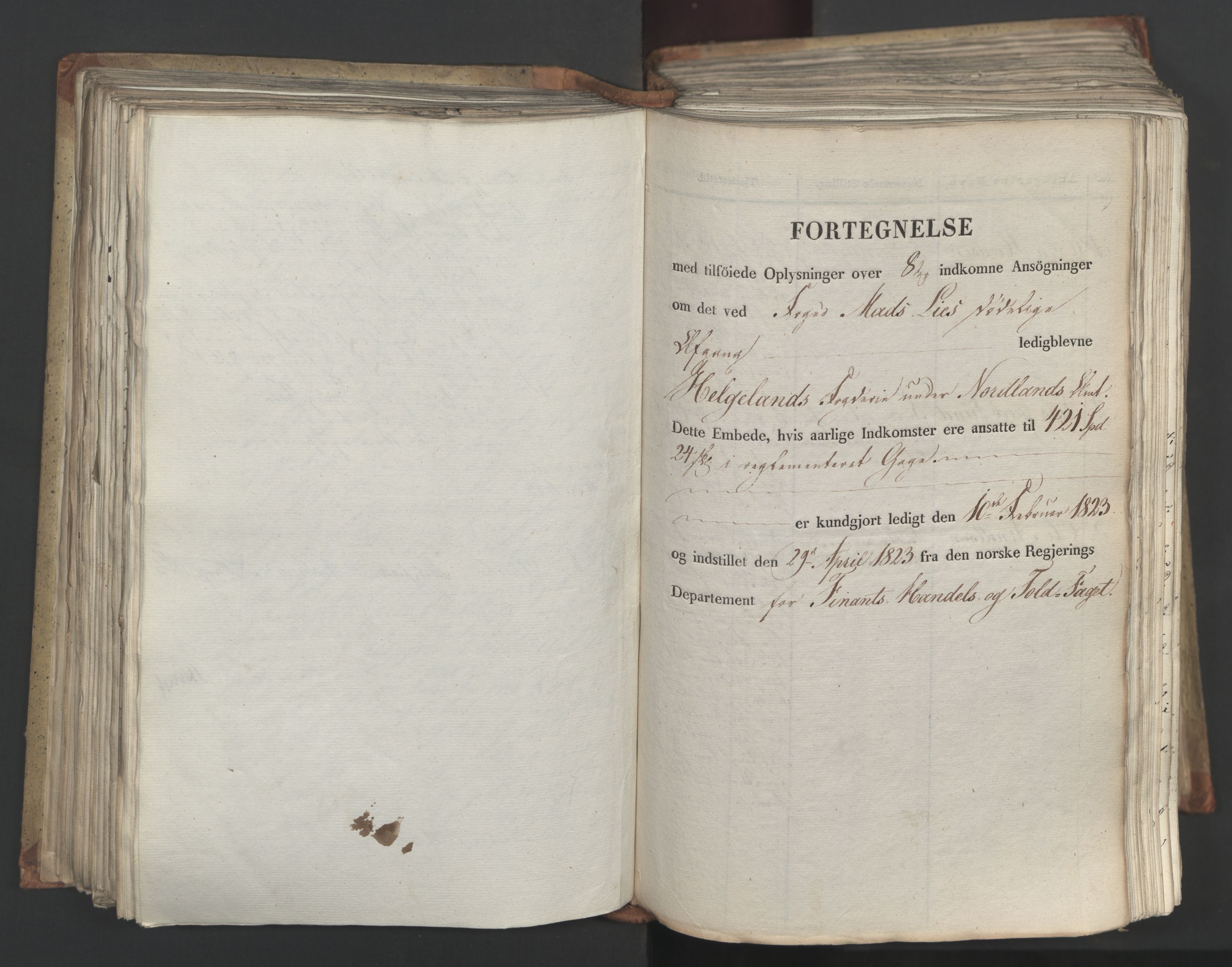 Statsrådsavdelingen i Stockholm, AV/RA-S-1003/D/Da/L0034: Regjeringsinnstillinger nr. 275-540, 1823, p. 233