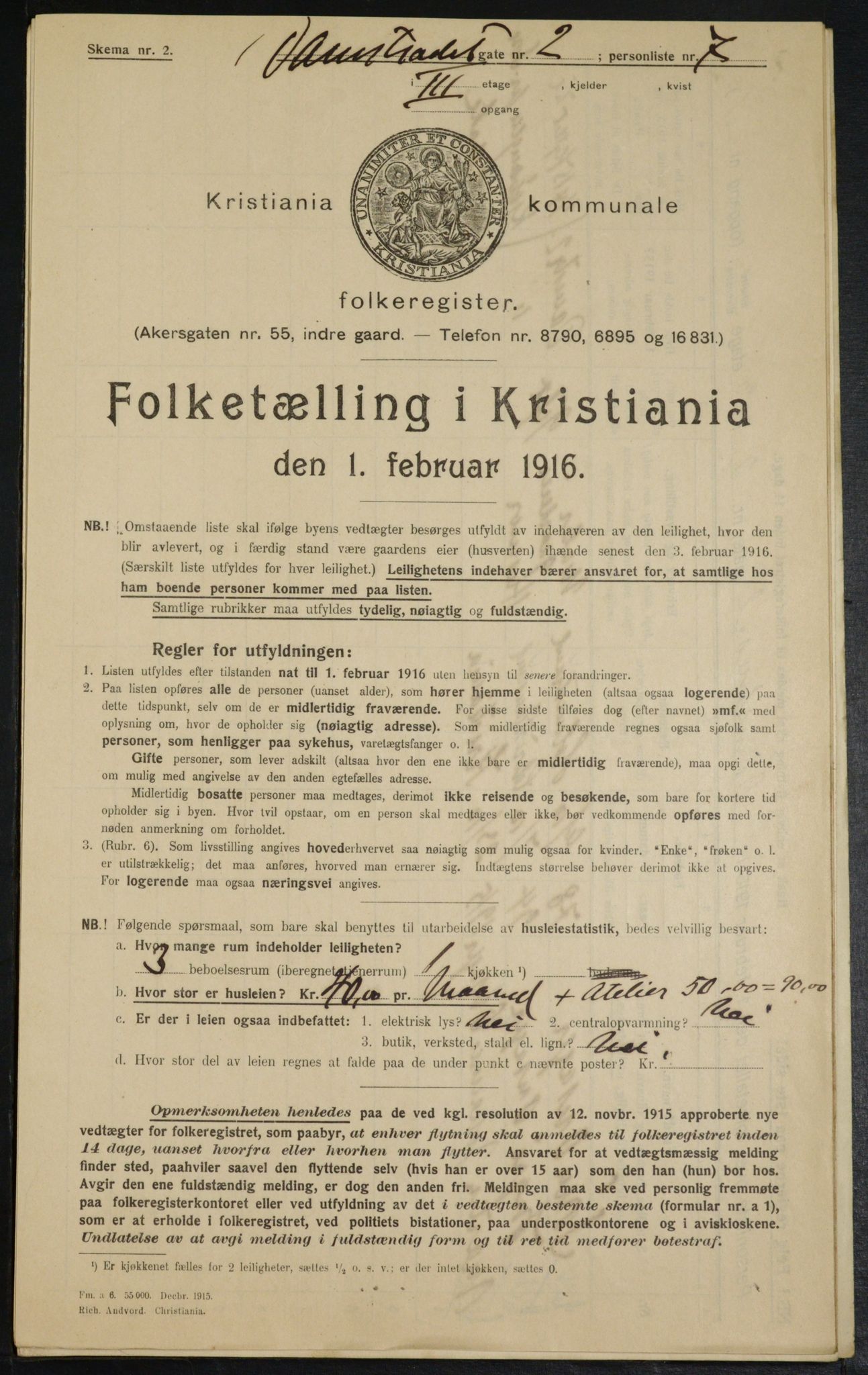 OBA, Municipal Census 1916 for Kristiania, 1916, p. 14449