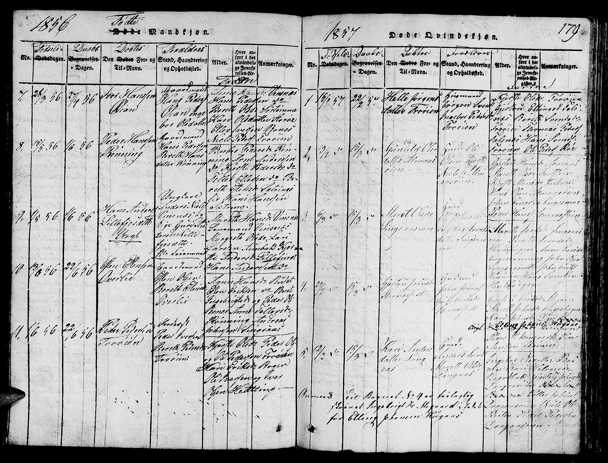 Ministerialprotokoller, klokkerbøker og fødselsregistre - Sør-Trøndelag, SAT/A-1456/688/L1026: Parish register (copy) no. 688C01, 1817-1860, p. 179