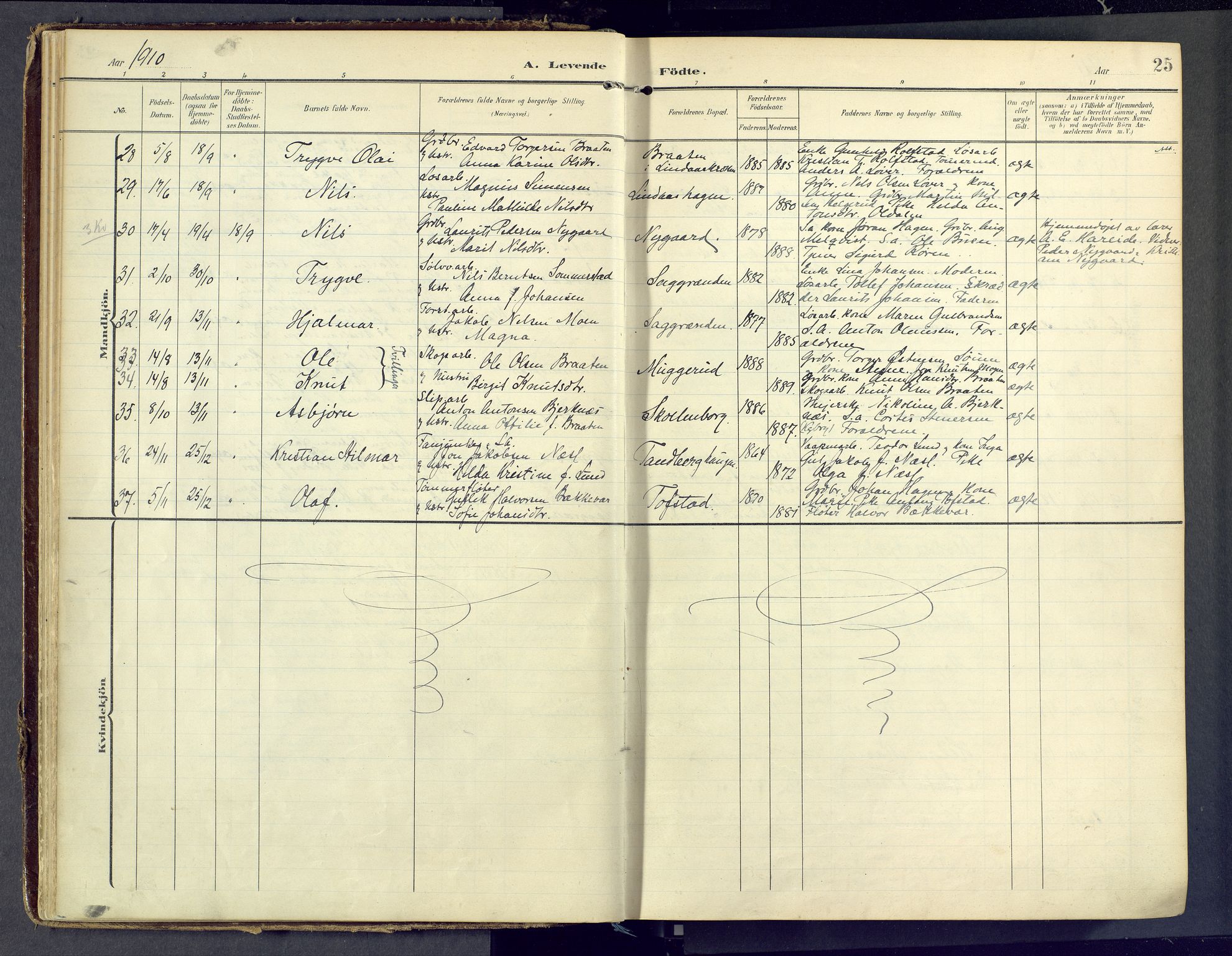 Sandsvær kirkebøker, AV/SAKO-A-244/F/Fd/L0002: Parish register (official) no. IV 2, 1906-1943, p. 25