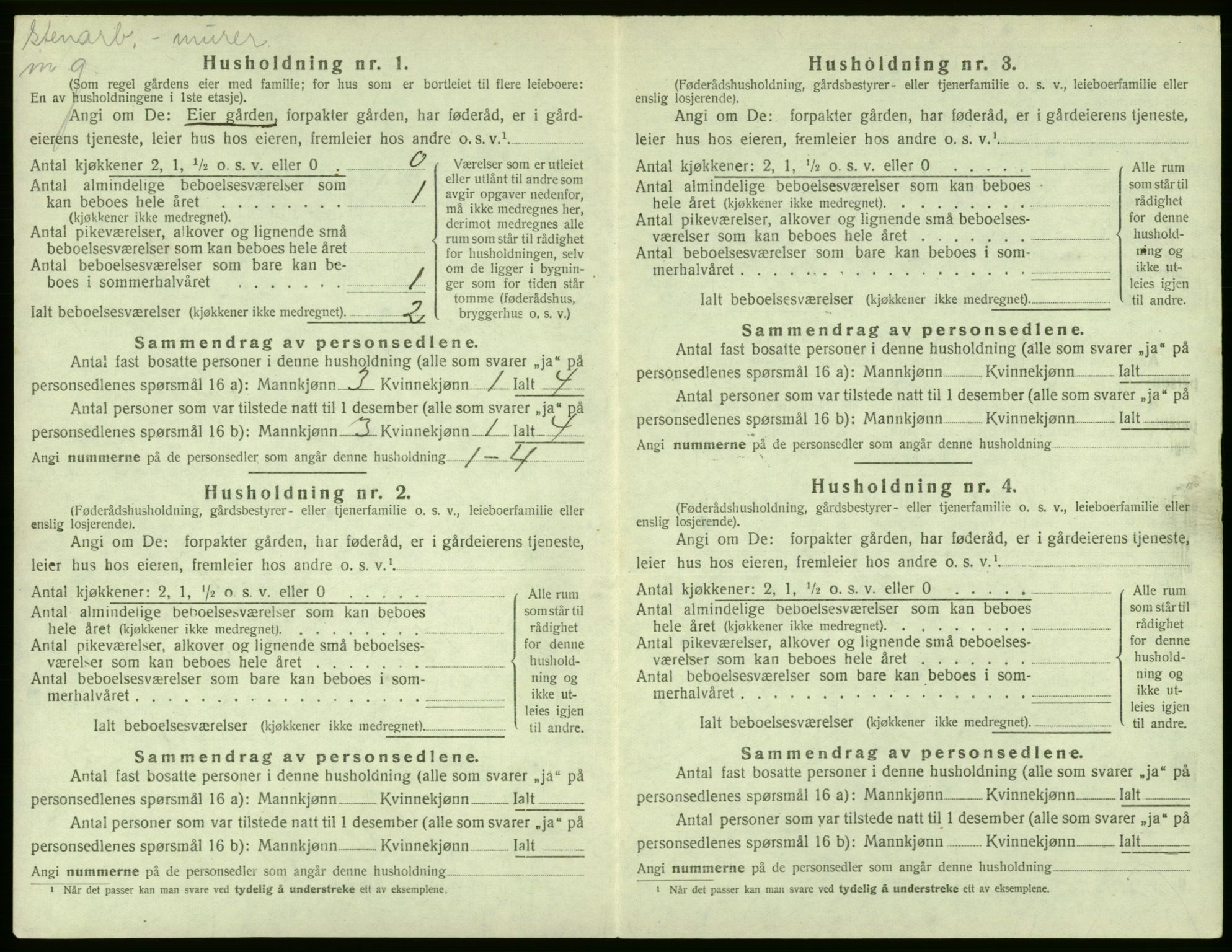 SAB, 1920 census for Granvin, 1920, p. 398