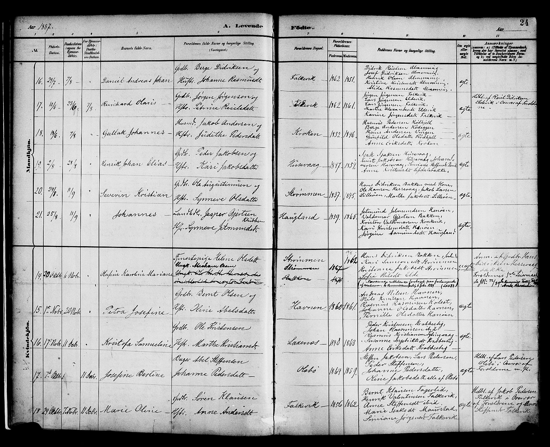 Davik sokneprestembete, AV/SAB-A-79701/H/Haa/Haad/L0001: Parish register (official) no. D 1, 1882-1900, p. 24