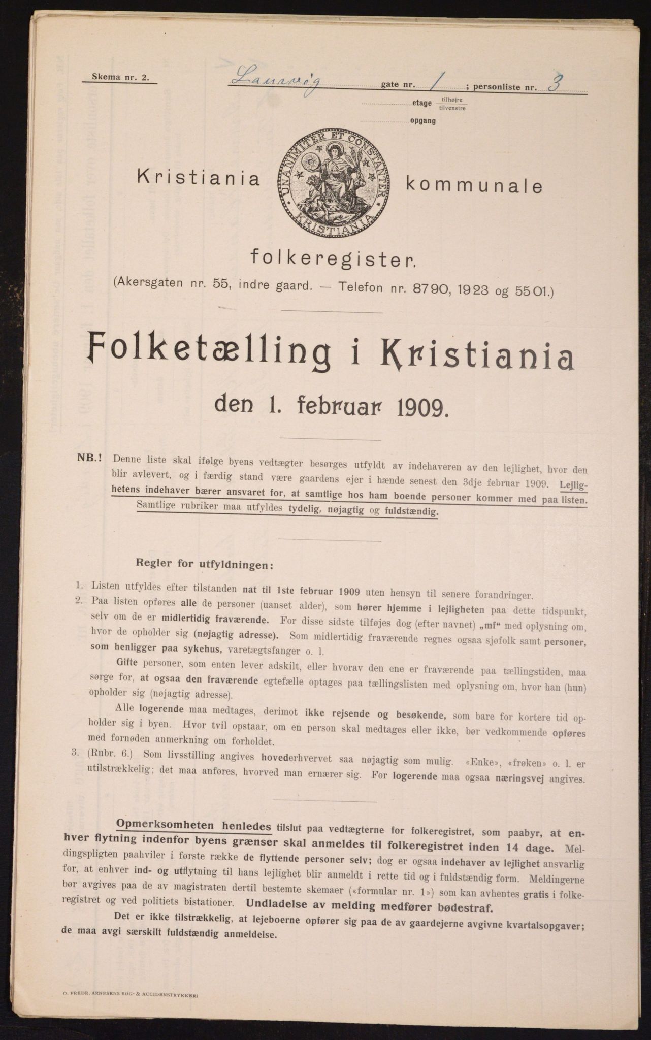 OBA, Municipal Census 1909 for Kristiania, 1909, p. 52087