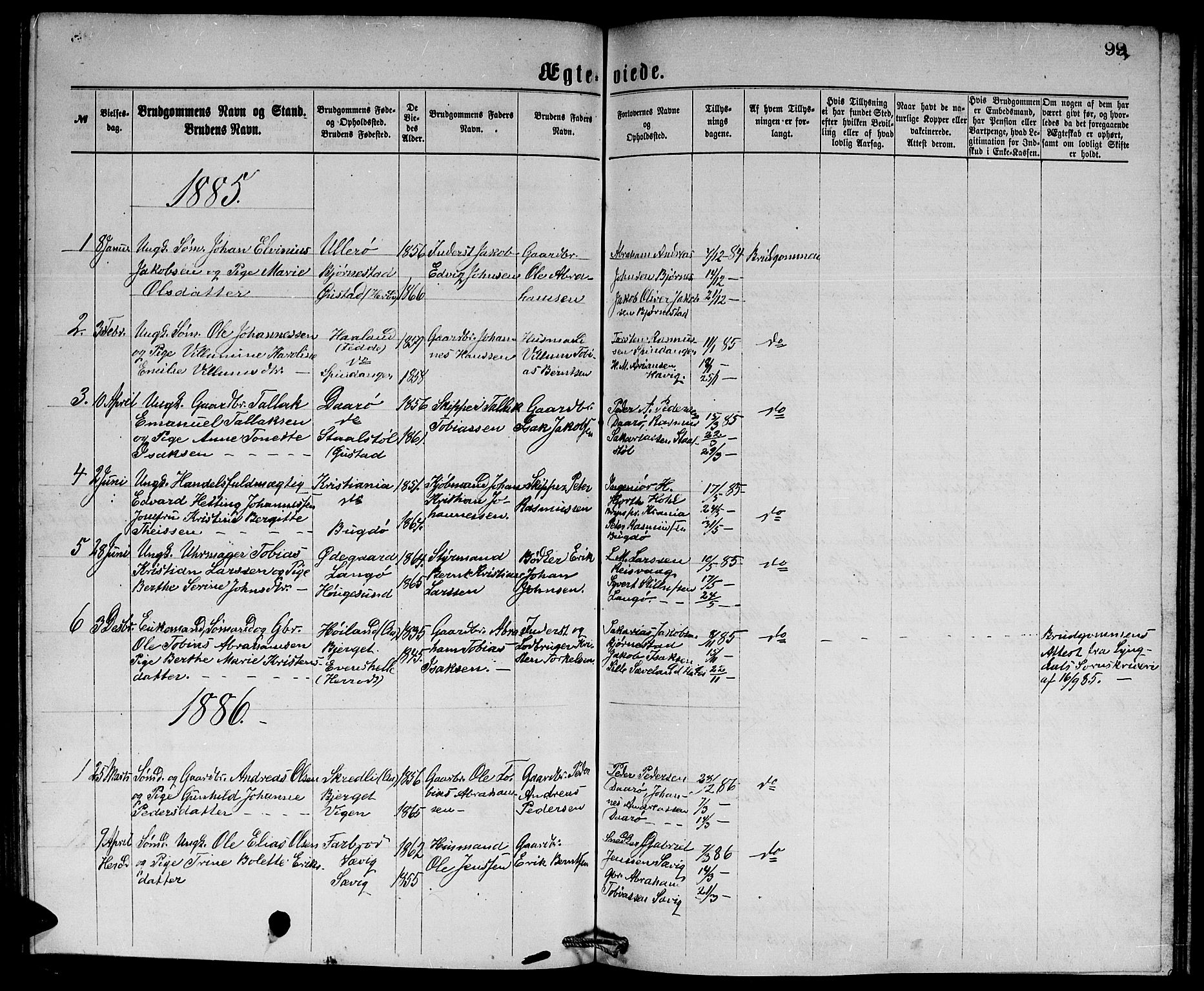 Herad sokneprestkontor, AV/SAK-1111-0018/F/Fb/Fbb/L0003: Parish register (copy) no. B 3, 1872-1889, p. 99