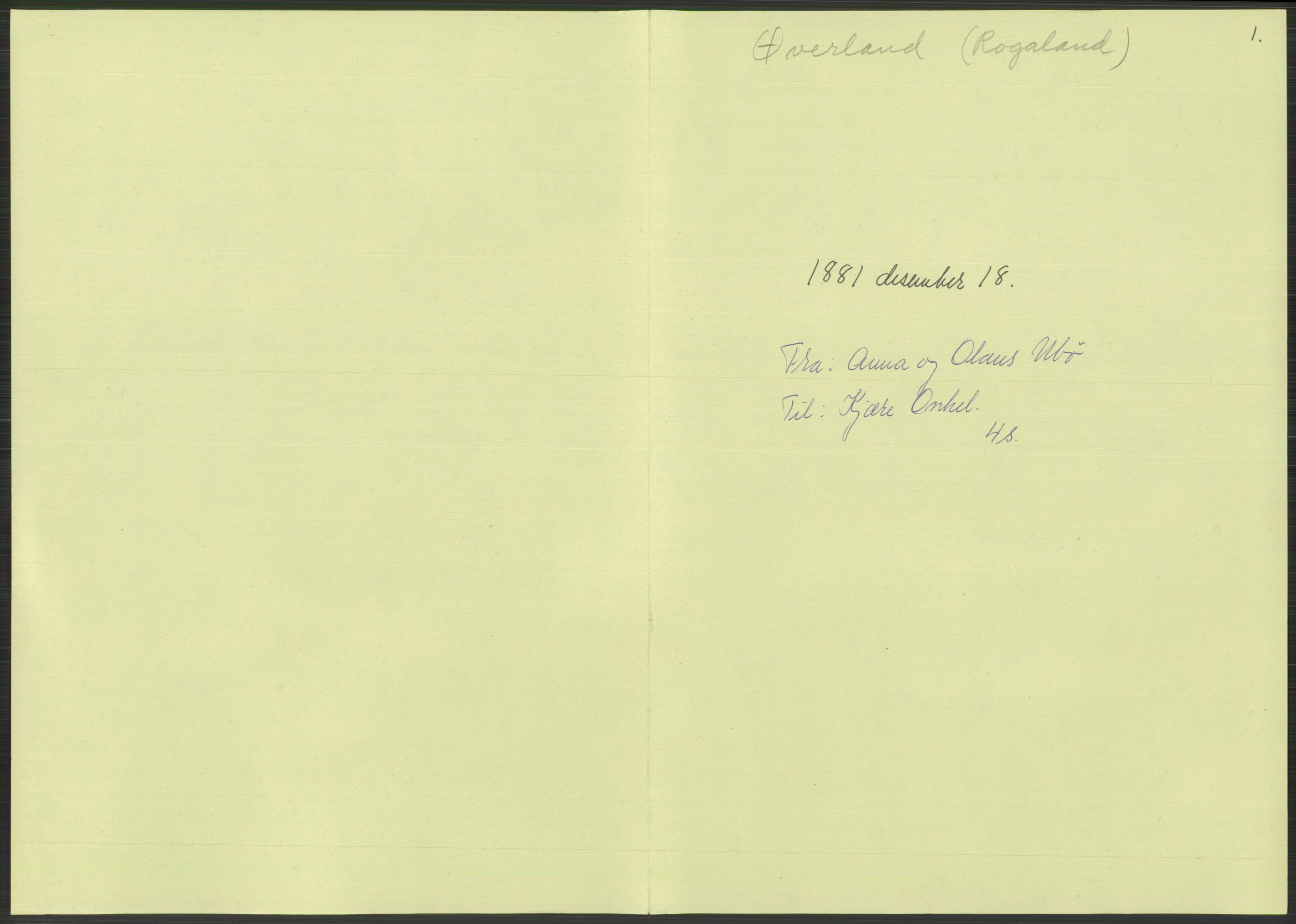 Samlinger til kildeutgivelse, Amerikabrevene, AV/RA-EA-4057/F/L0030: Innlån fra Rogaland: Vatnaland - Øverland, 1838-1914, p. 663