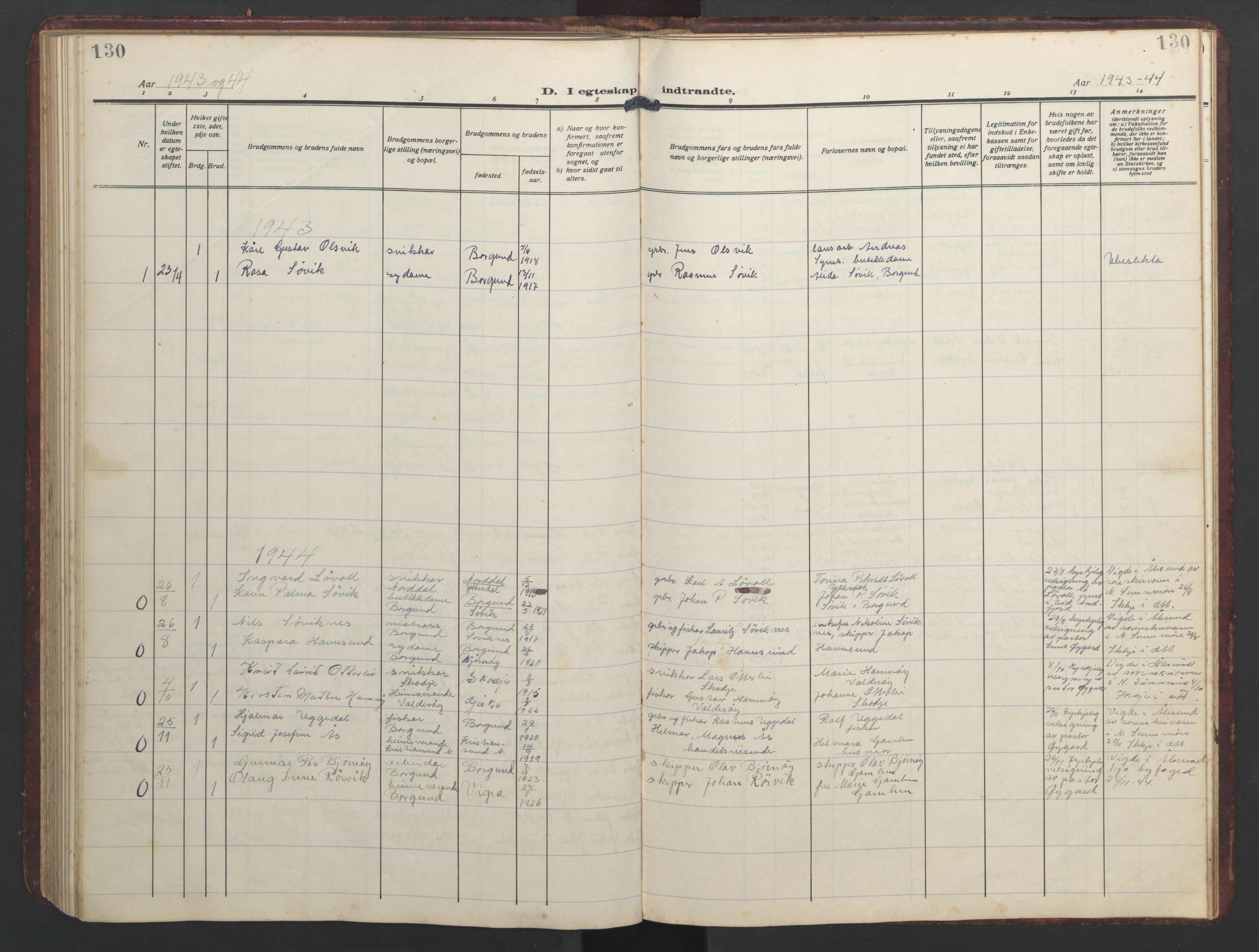 Ministerialprotokoller, klokkerbøker og fødselsregistre - Møre og Romsdal, SAT/A-1454/526/L0384: Parish register (copy) no. 526C01, 1917-1952, p. 130