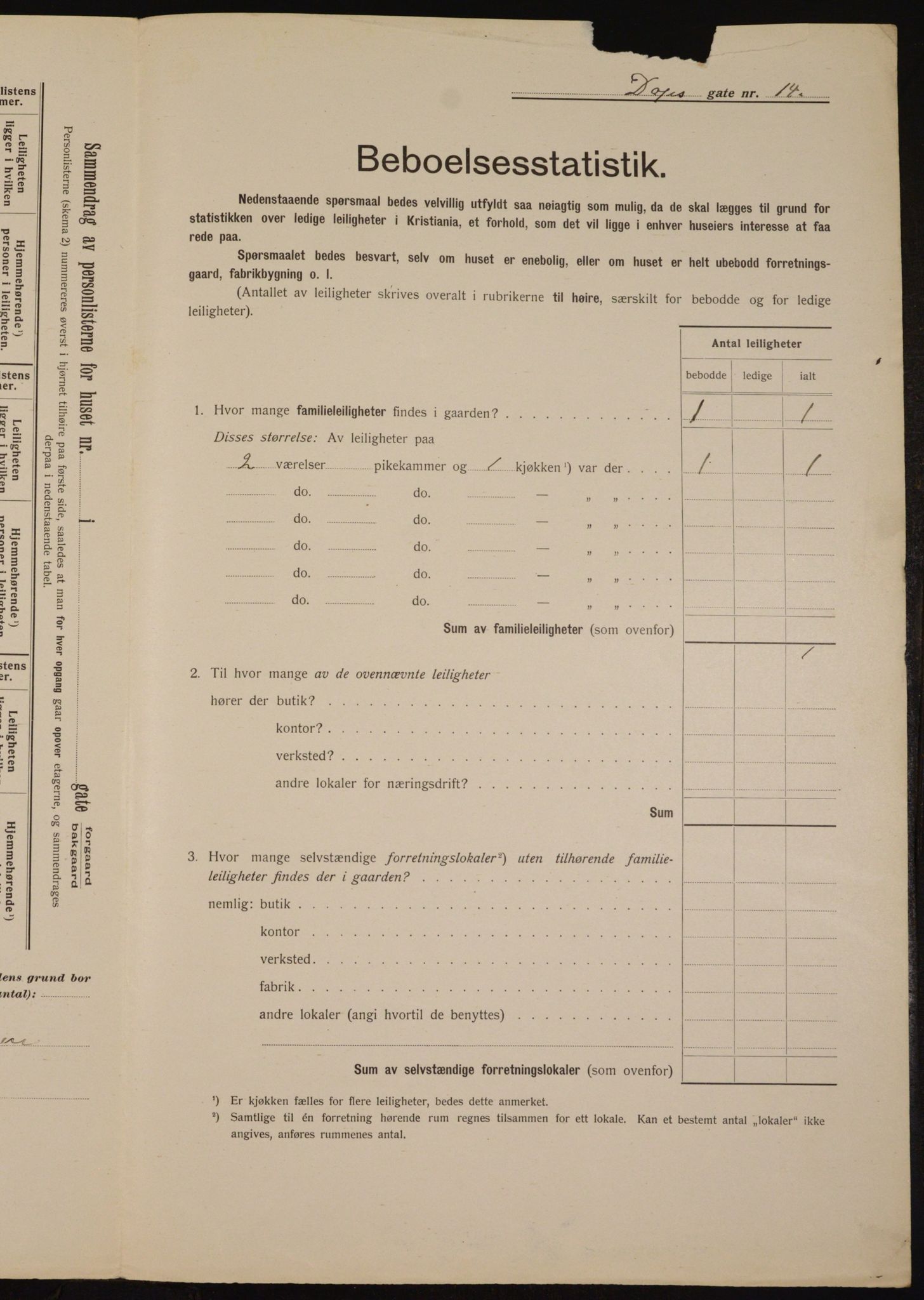 OBA, Municipal Census 1912 for Kristiania, 1912, p. 15908