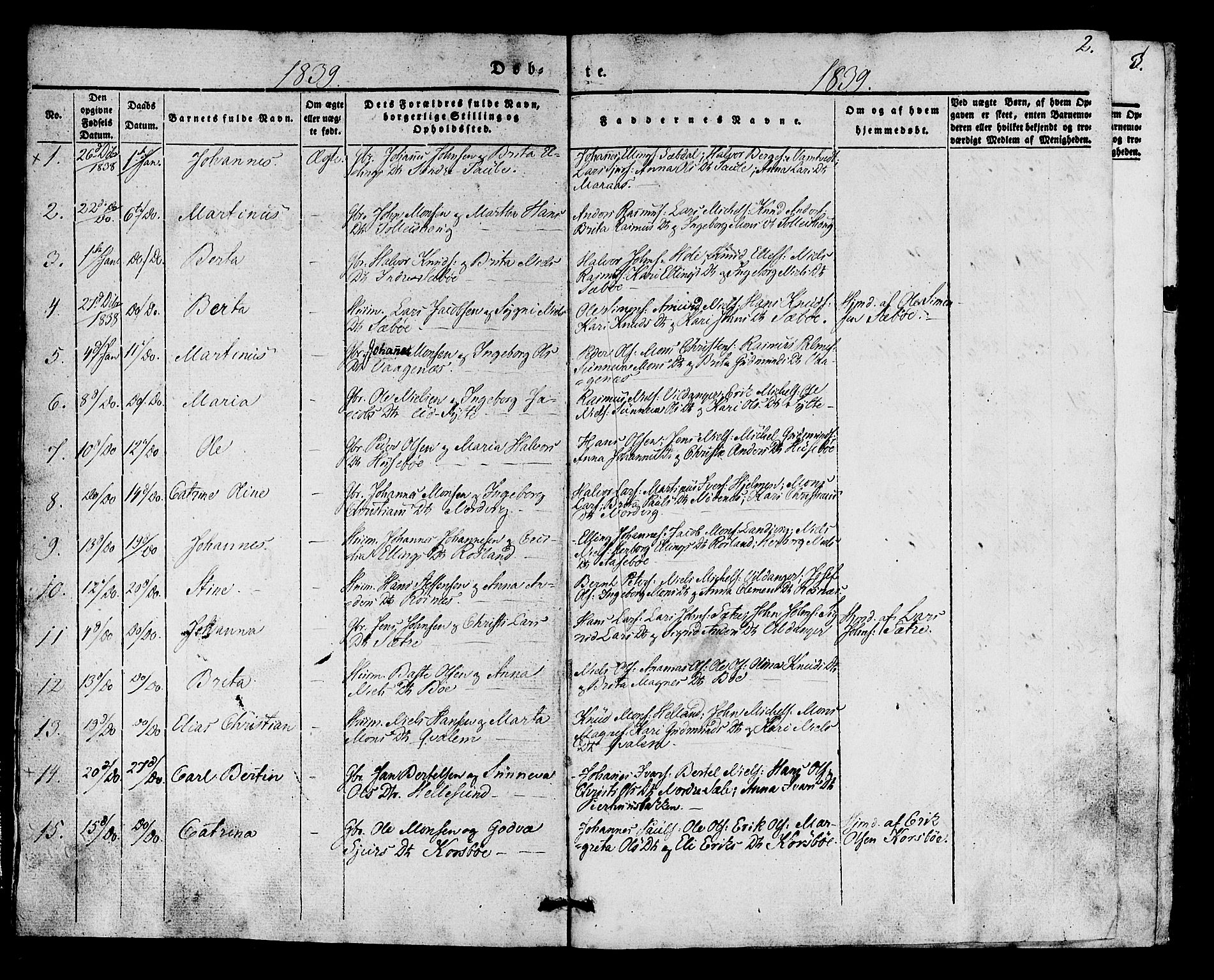 Manger sokneprestembete, AV/SAB-A-76801/H/Haa: Parish register (official) no. A 5, 1839-1848, p. 2