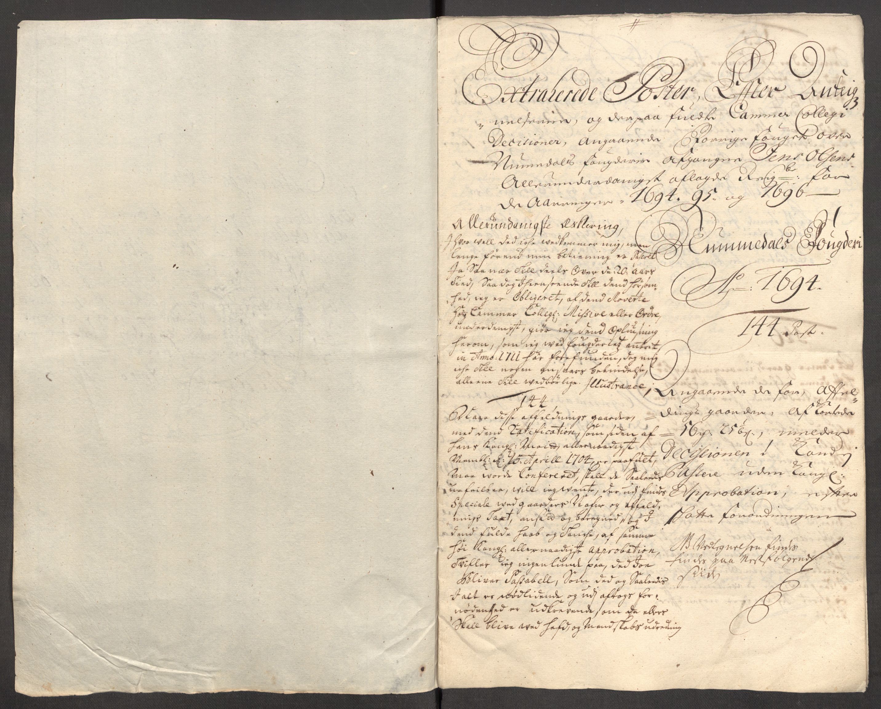 Rentekammeret inntil 1814, Reviderte regnskaper, Fogderegnskap, AV/RA-EA-4092/R64/L4425: Fogderegnskap Namdal, 1696-1698, p. 104