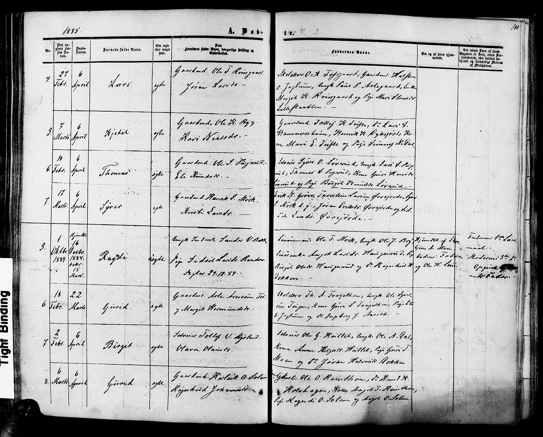 Hol kirkebøker, SAKO/A-227/F/Fa/L0002: Parish register (official) no. I 2, 1870-1886, p. 100