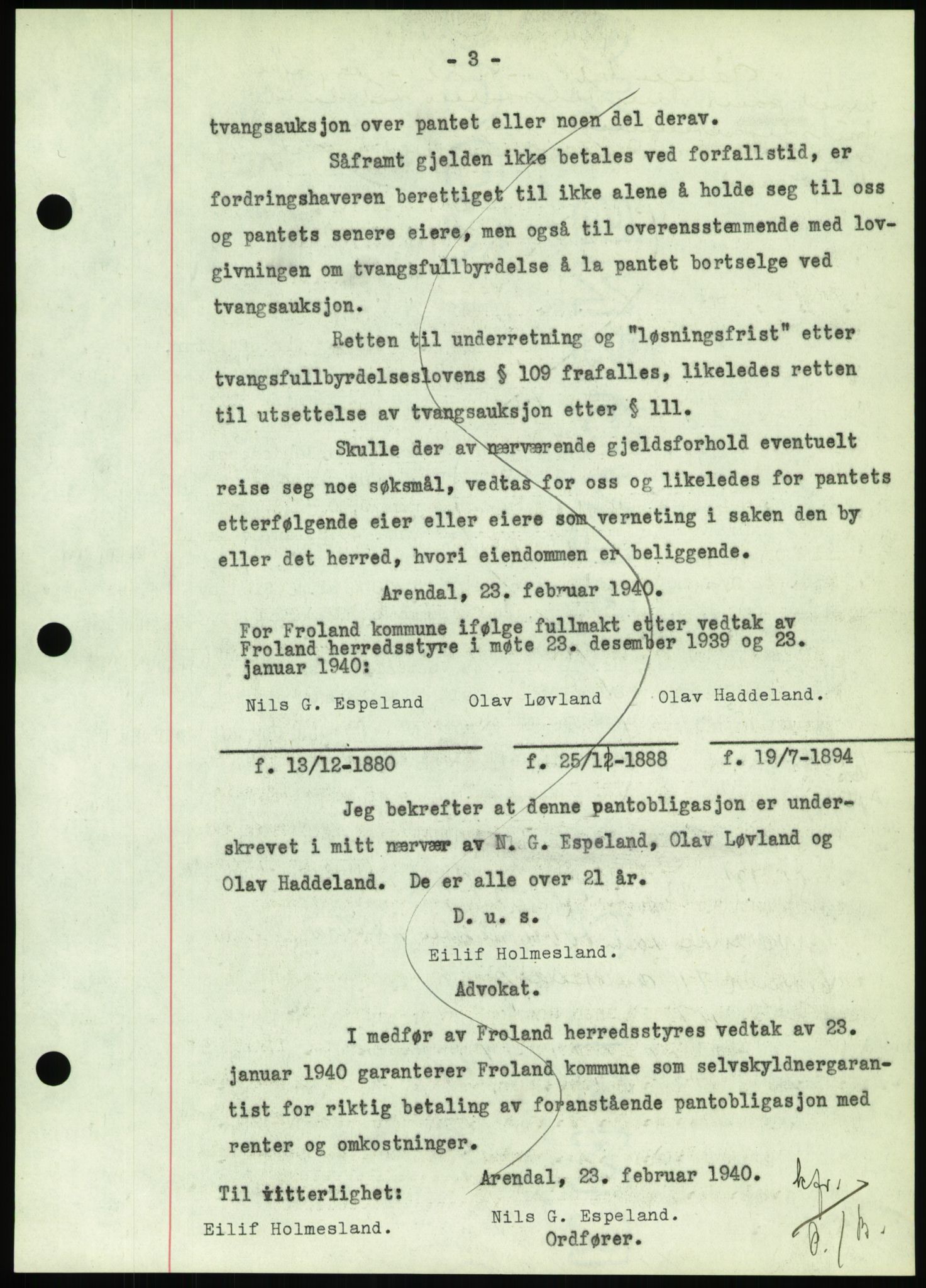 Nedenes sorenskriveri, AV/SAK-1221-0006/G/Gb/Gbb/L0001: Mortgage book no. I, 1939-1942, Diary no: : 140/1940