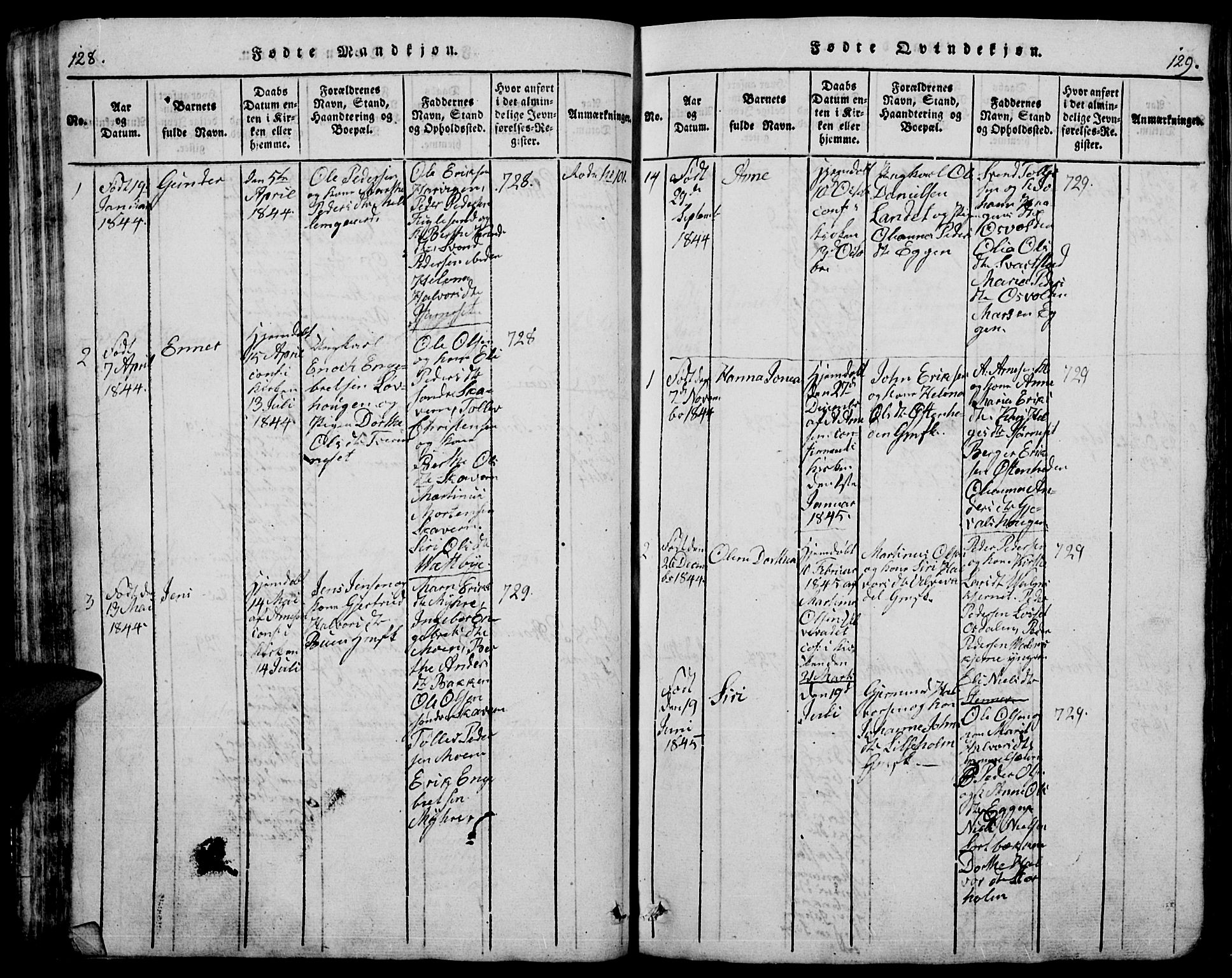 Trysil prestekontor, AV/SAH-PREST-046/H/Ha/Hab/L0005: Parish register (copy) no. 5, 1814-1877, p. 128-129