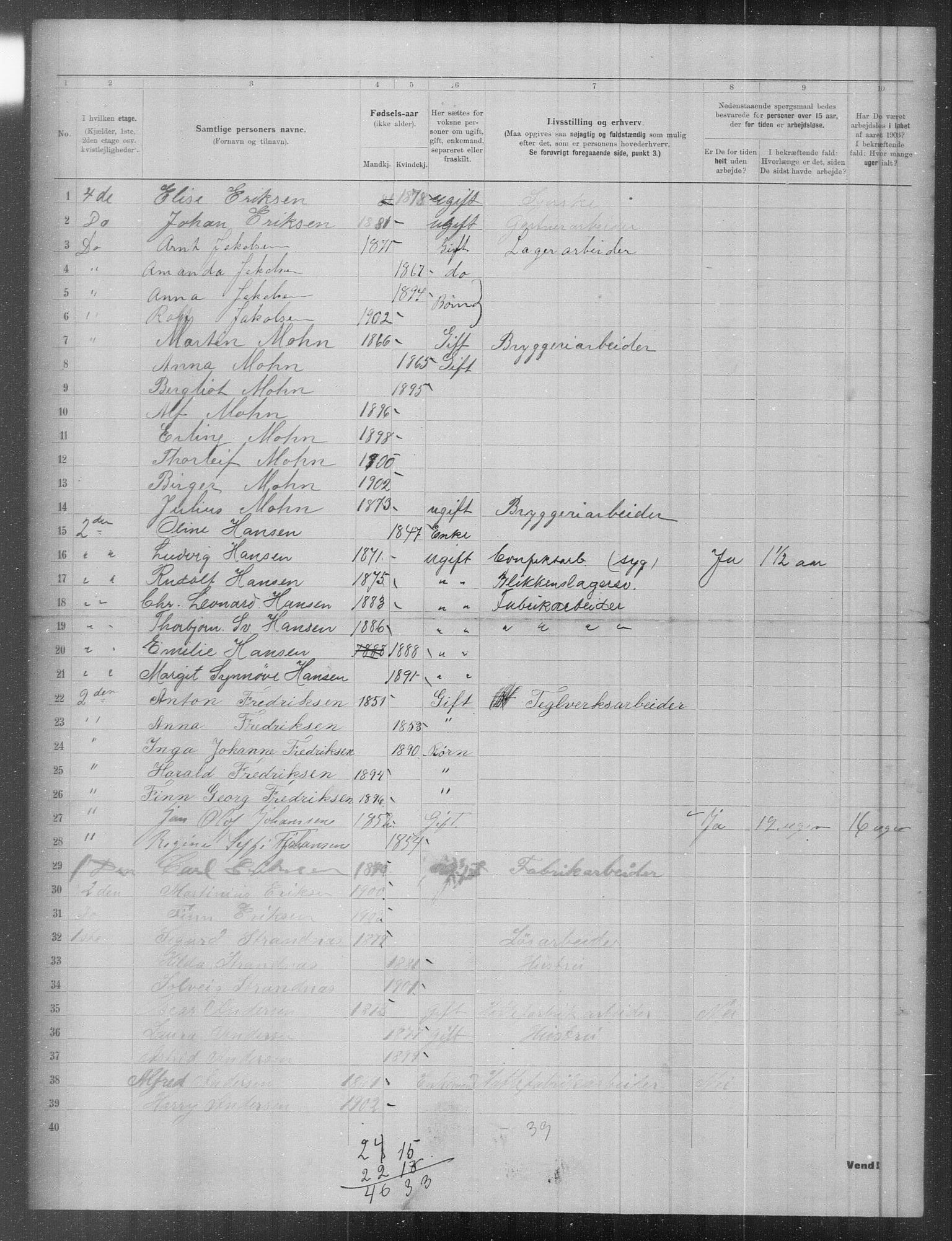 OBA, Municipal Census 1903 for Kristiania, 1903, p. 7052