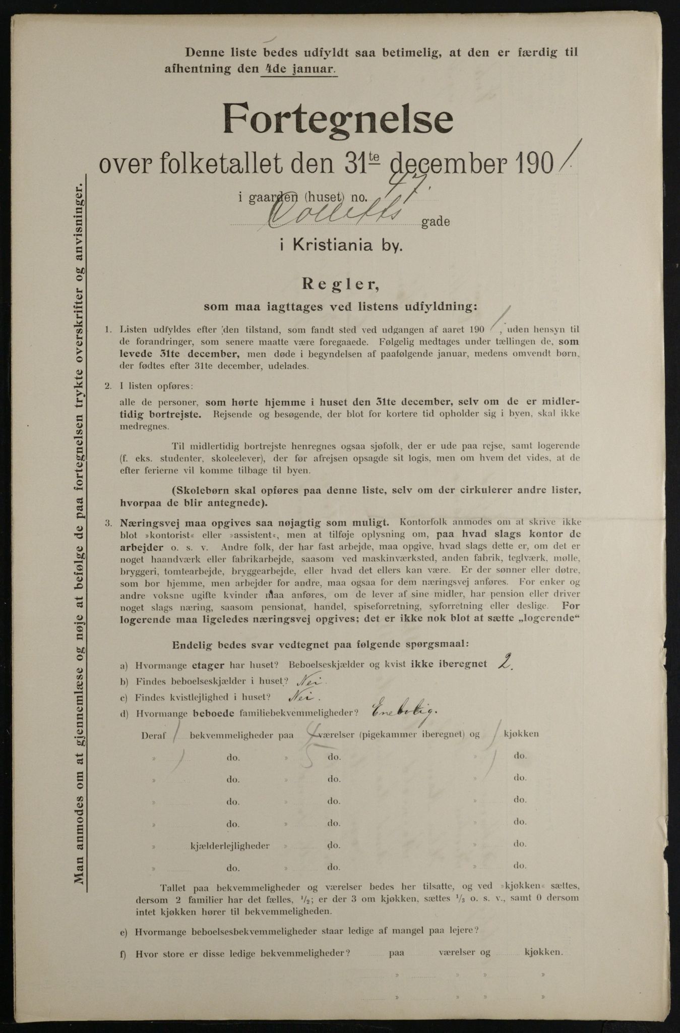 OBA, Municipal Census 1901 for Kristiania, 1901, p. 2152