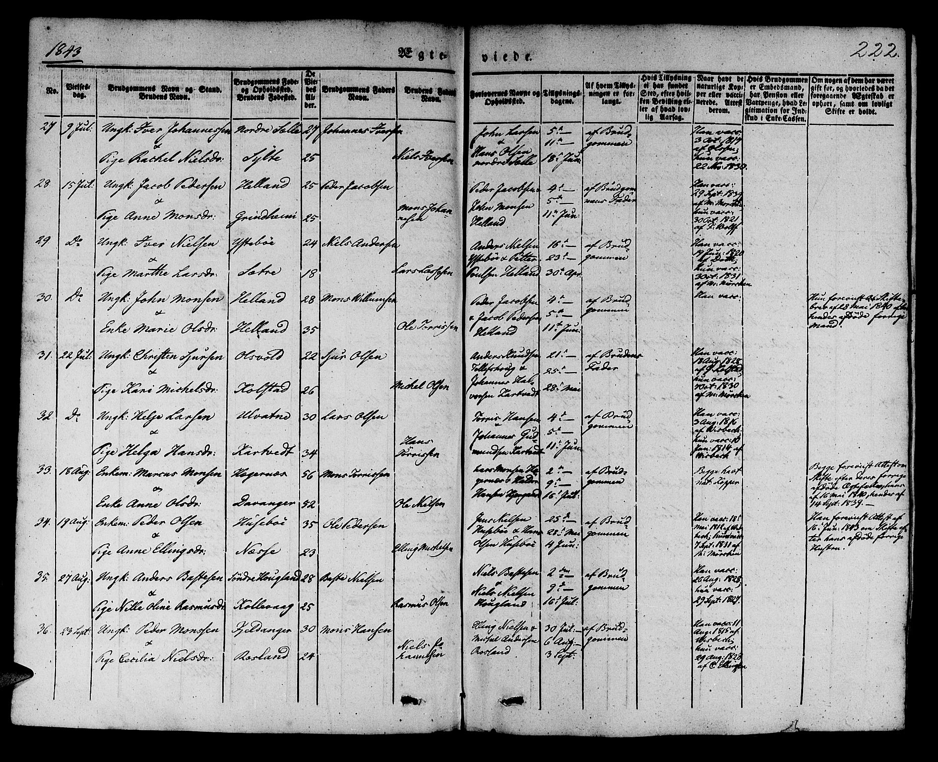 Manger sokneprestembete, AV/SAB-A-76801/H/Haa: Parish register (official) no. A 5, 1839-1848, p. 222