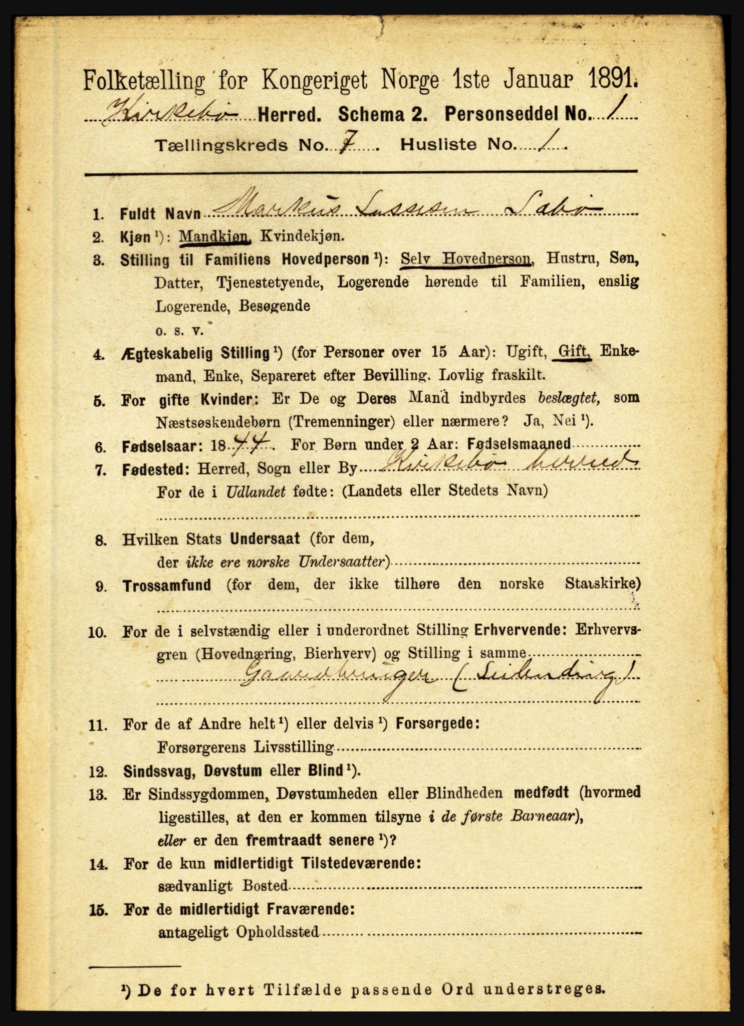 RA, 1891 census for 1416 Kyrkjebø, 1891, p. 1843