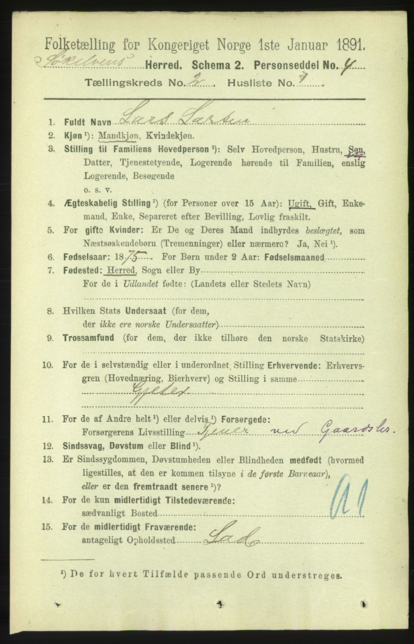 RA, 1891 census for 1528 Sykkylven, 1891, p. 842