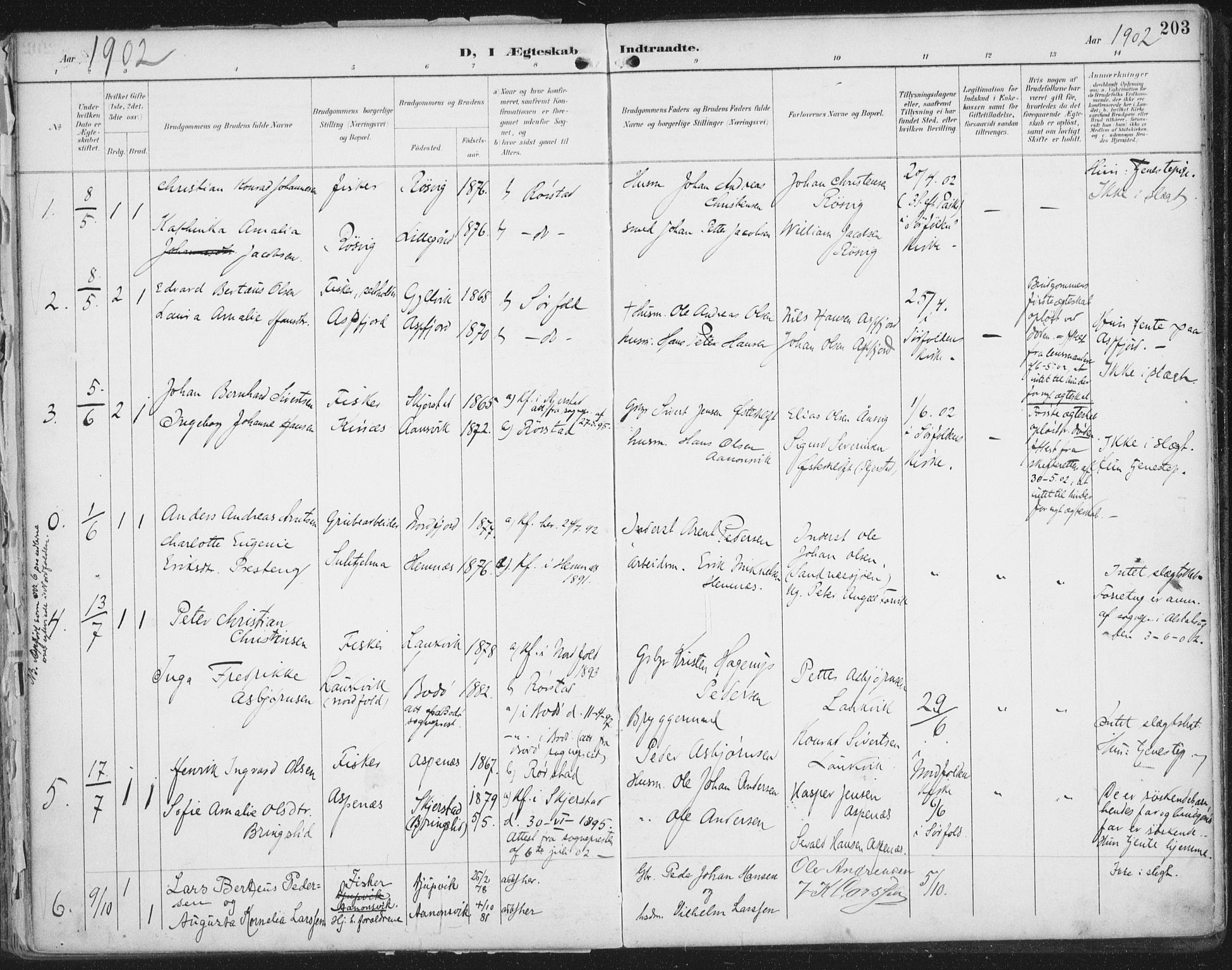 Ministerialprotokoller, klokkerbøker og fødselsregistre - Nordland, SAT/A-1459/854/L0779: Parish register (official) no. 854A02, 1892-1909, p. 203