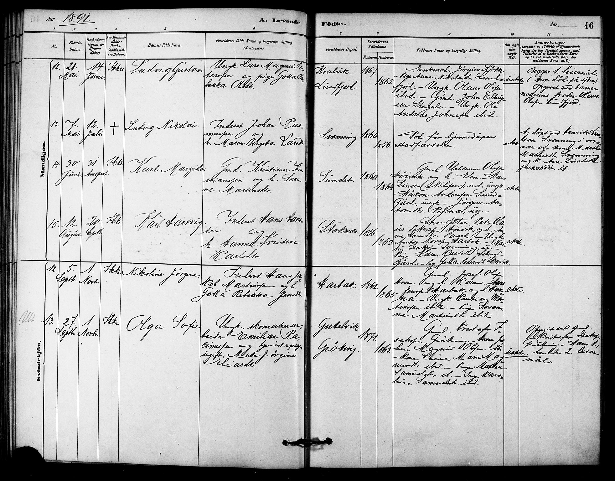 Ministerialprotokoller, klokkerbøker og fødselsregistre - Sør-Trøndelag, AV/SAT-A-1456/656/L0692: Parish register (official) no. 656A01, 1879-1893, p. 46