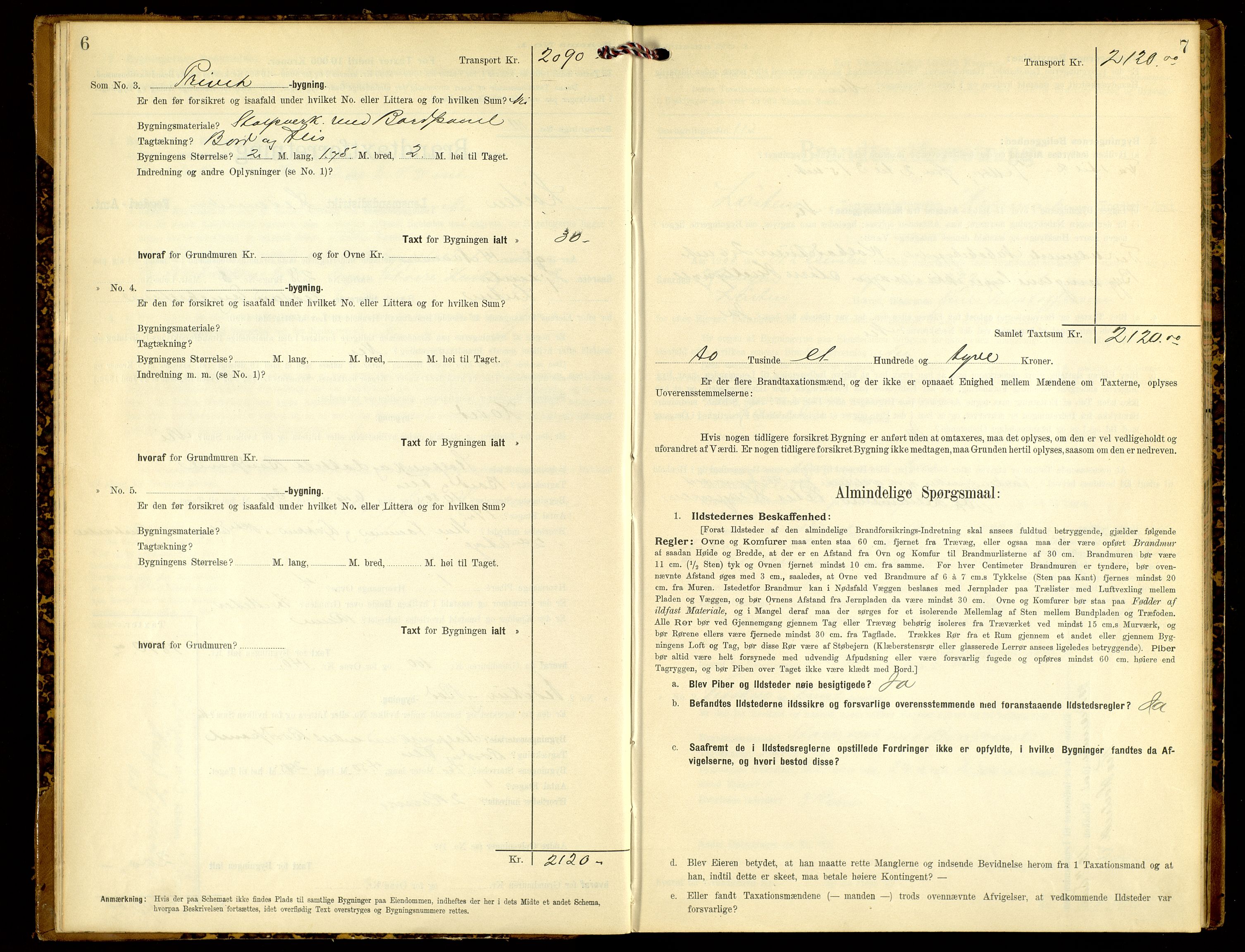 Norges Brannkasse, Løten, SAH/NBRANL-007/F/L0005: Branntakstprotokoll, 1903-1950, p. 6-7